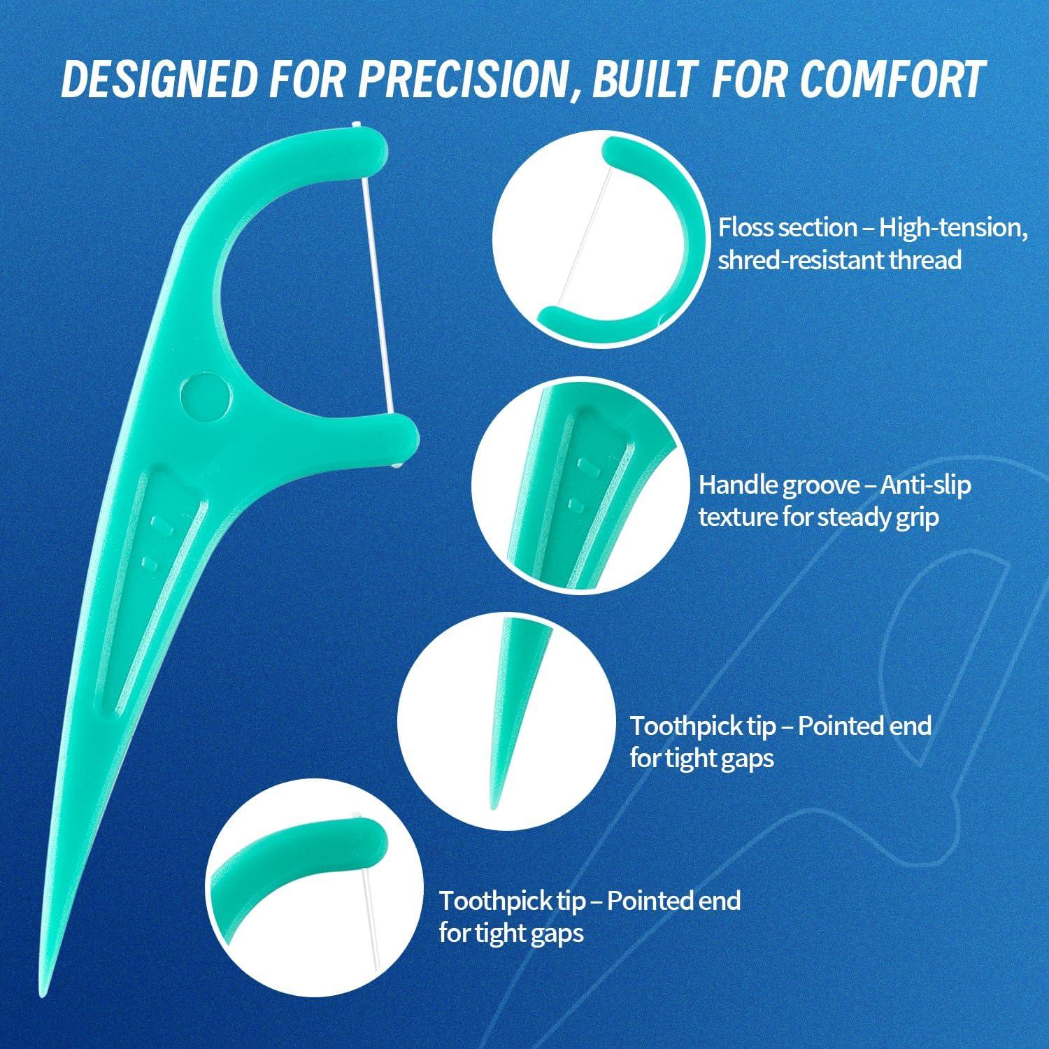 Palillos de Hilo Dental SOSALUK 300 Unidades Menta con Estuches