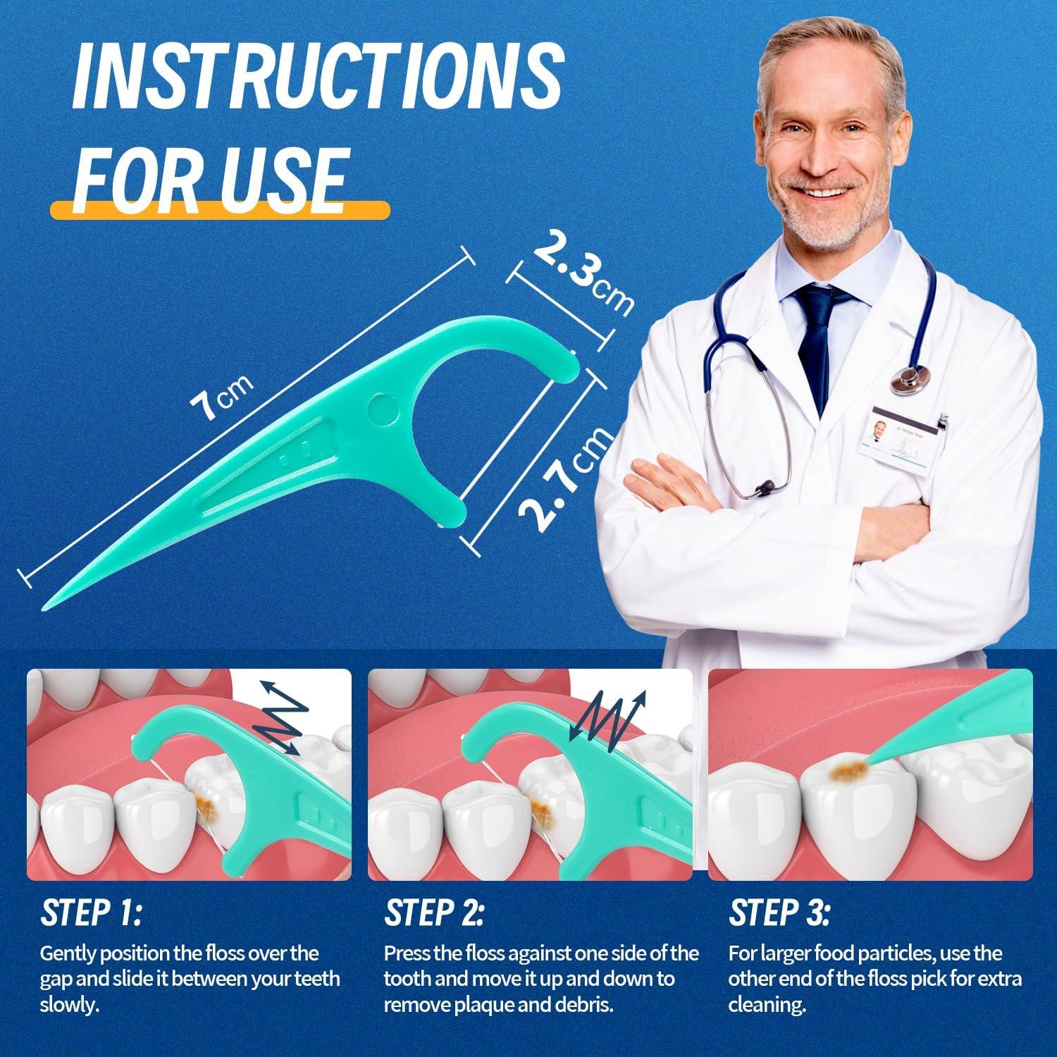 Palillos de Hilo Dental SOSALUK 300 Unidades Menta con Estuches