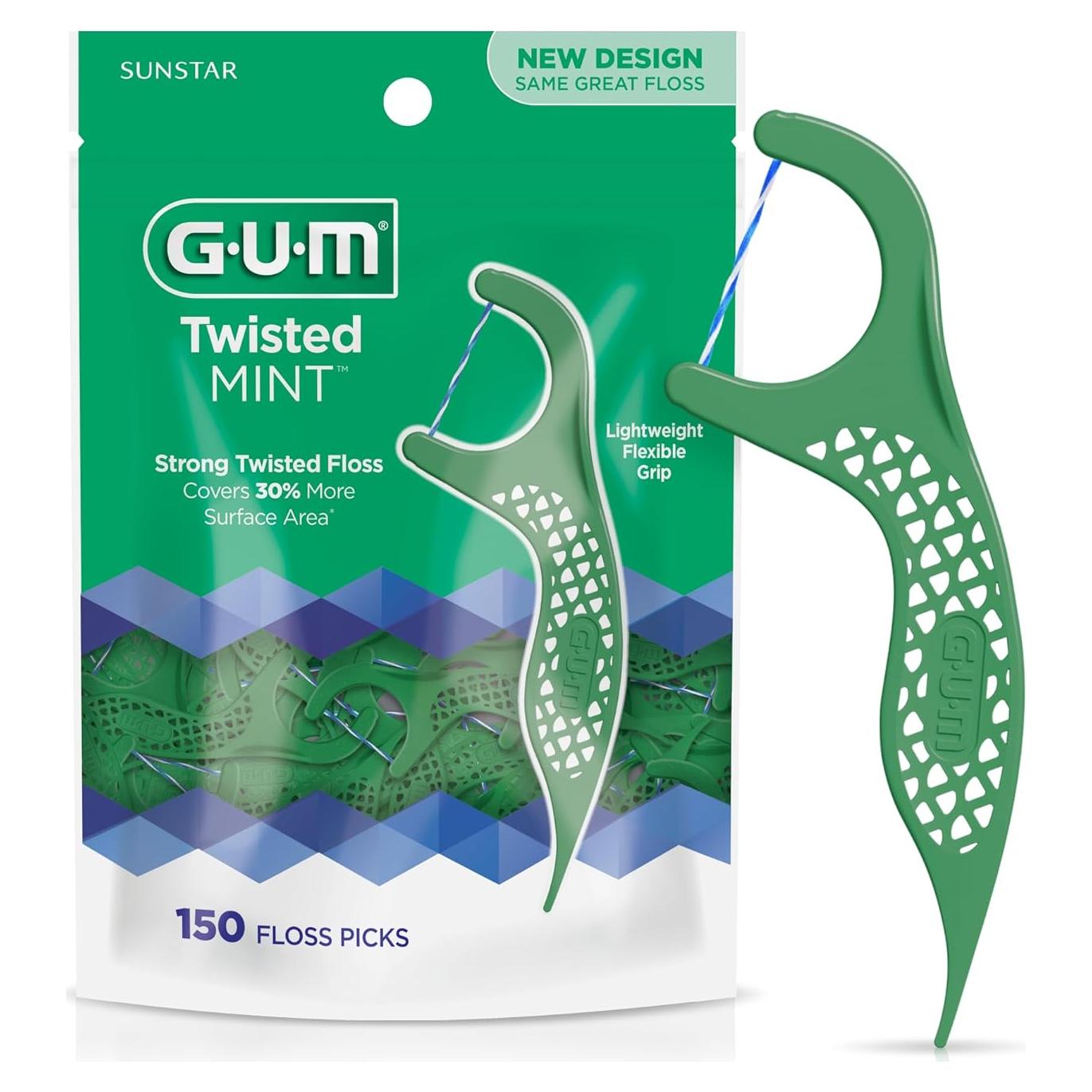 Palillos de Hilo Dental GUM Menta Torcidos 150 Unidades