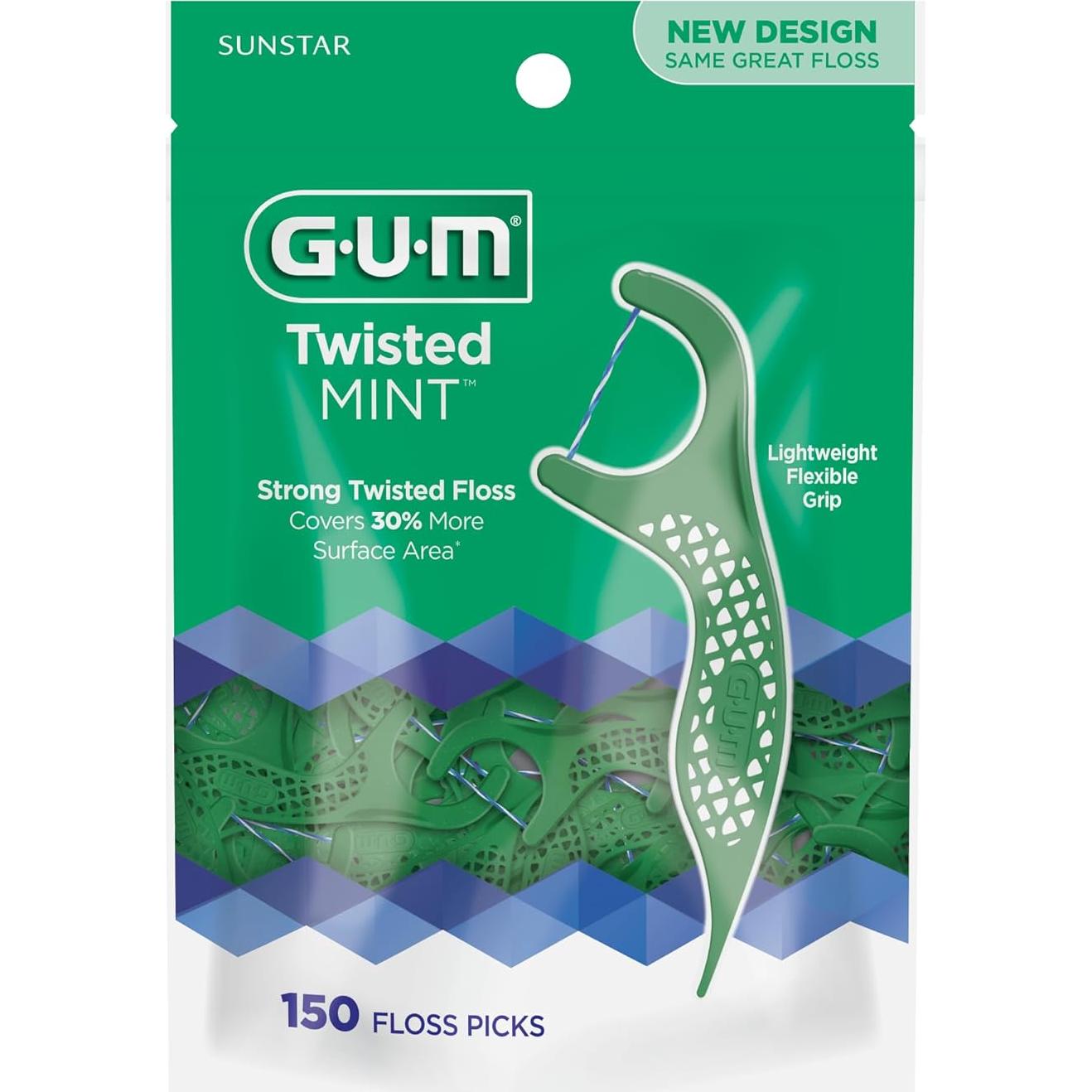 Palillos de Hilo Dental GUM Menta Torcidos 150 Unidades