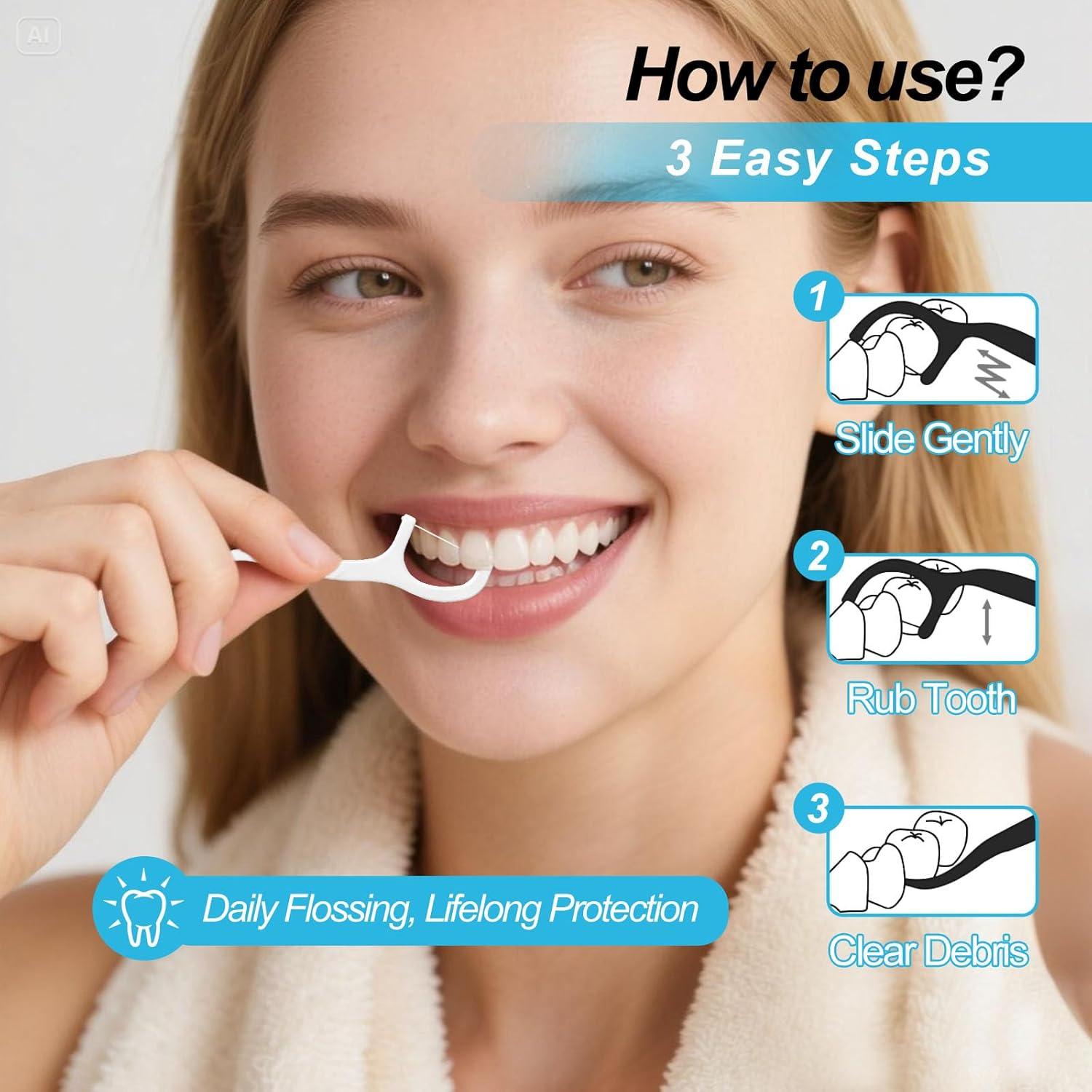 Palillos de Hilo Dental Envuelto Individualmente Meanhoo - 100 Unidades