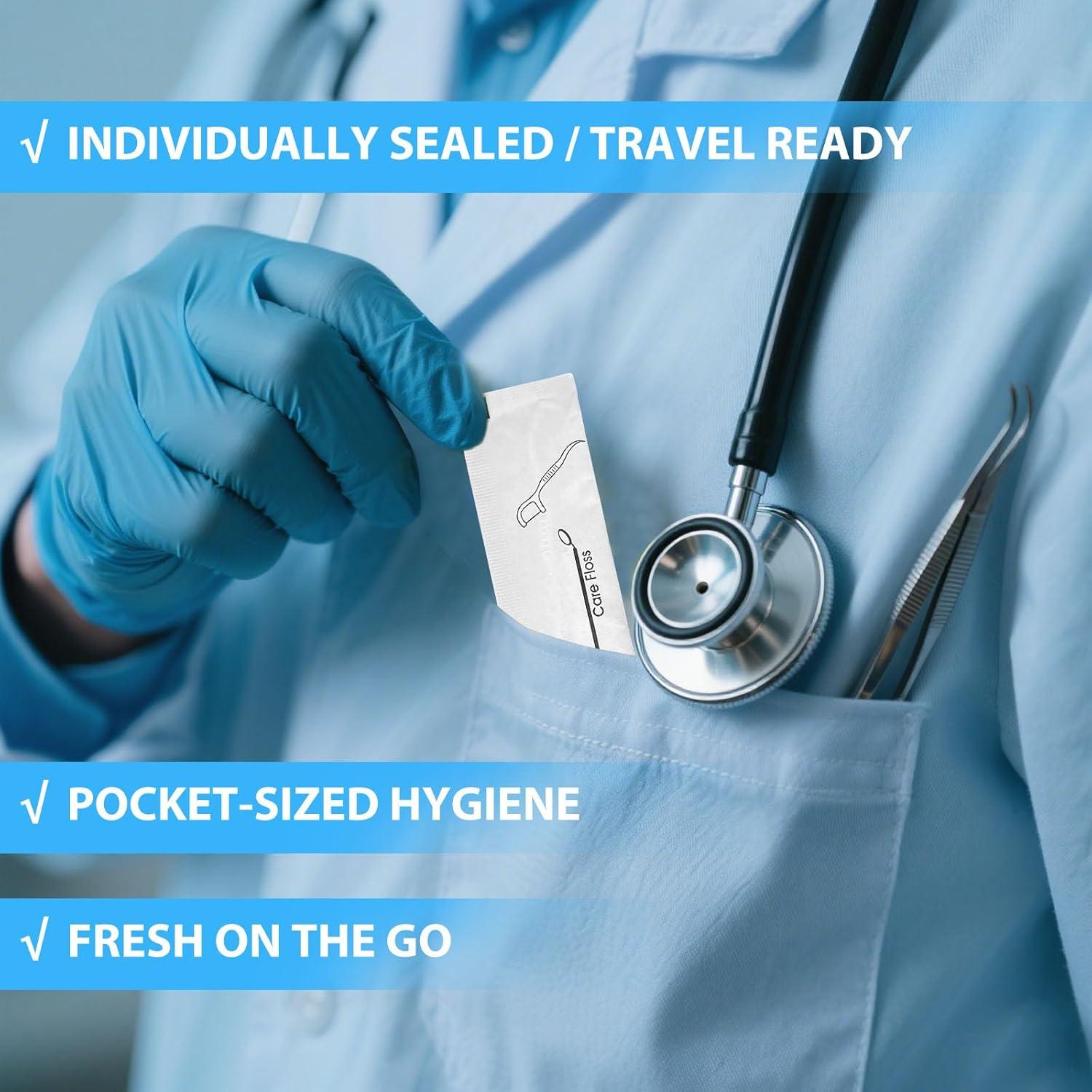 Palillos de Hilo Dental Envuelto Individualmente Meanhoo - 100 Unidades