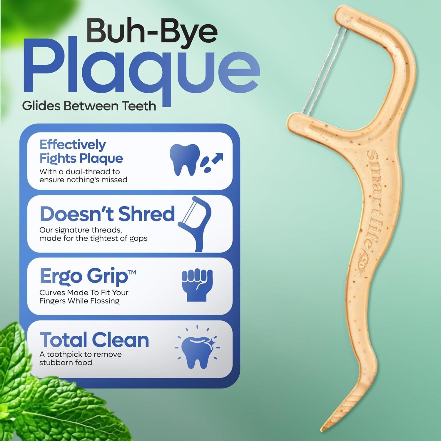 Palillos de Hilo Dental Biodegradables SmartLifeco Menta 200 Unidades