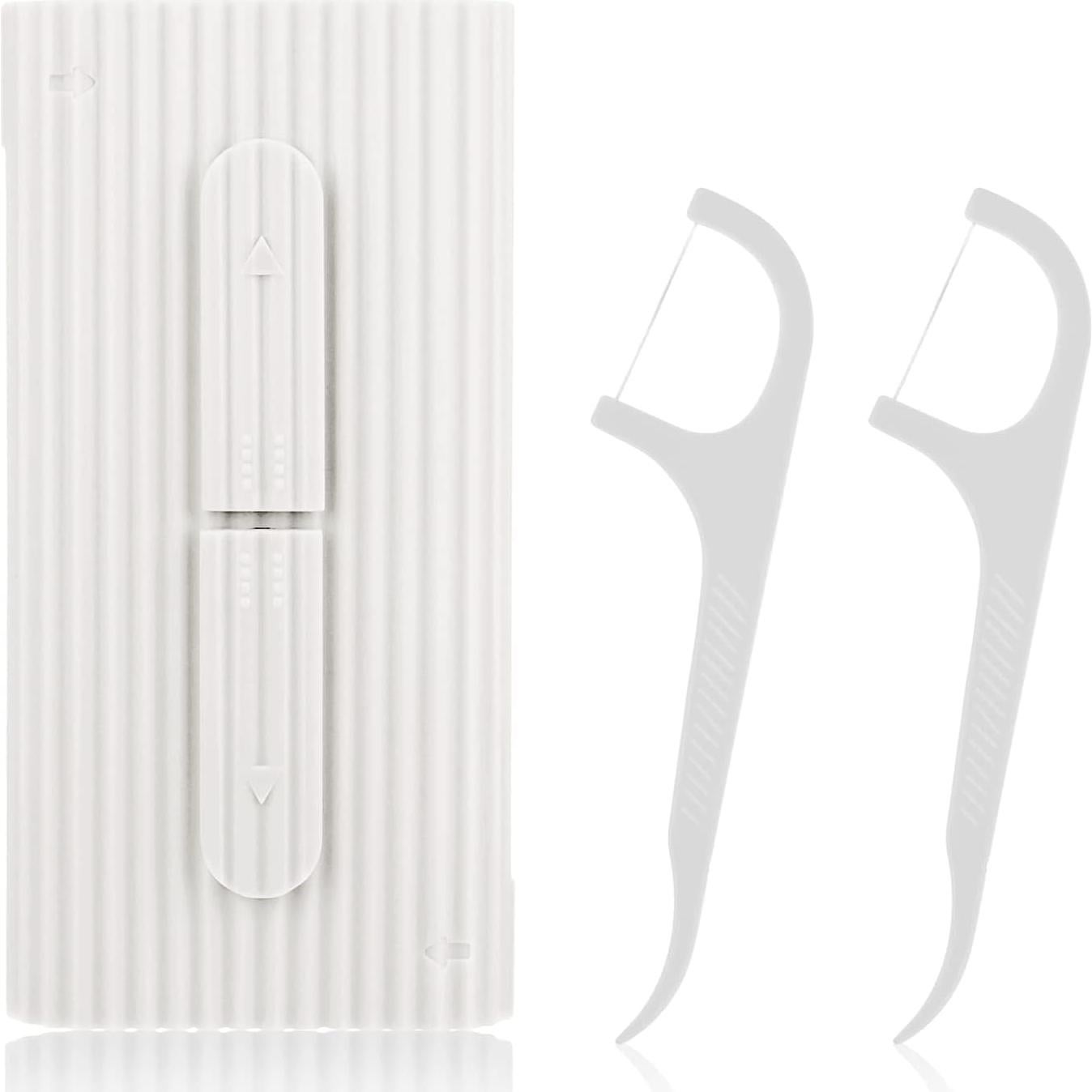 Estuche Portátil de Hilo Dental WLLHYF con 10 Palillos Blanco