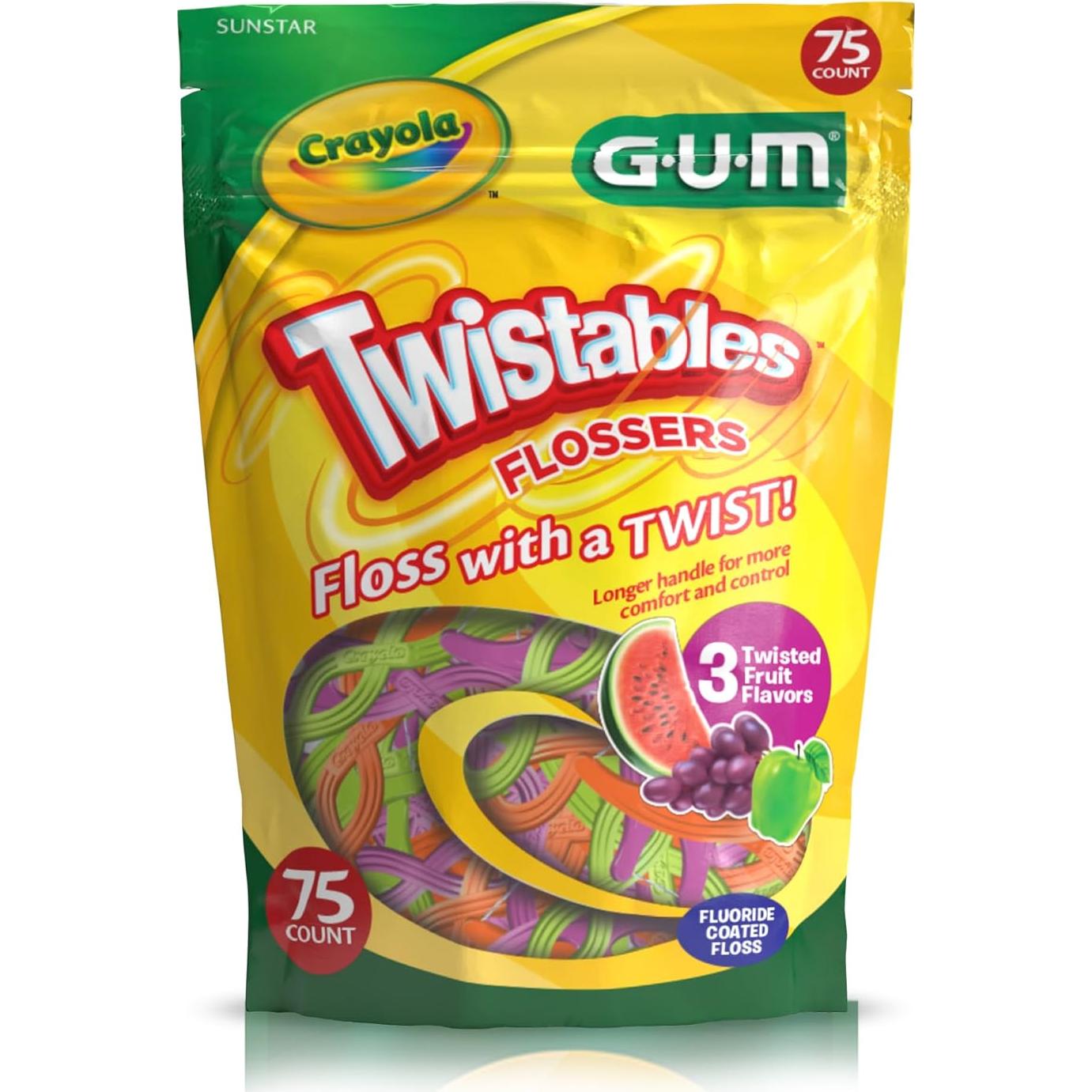 Hilo Dental GUM Crayola Twistables para Niños - 75 Unidades