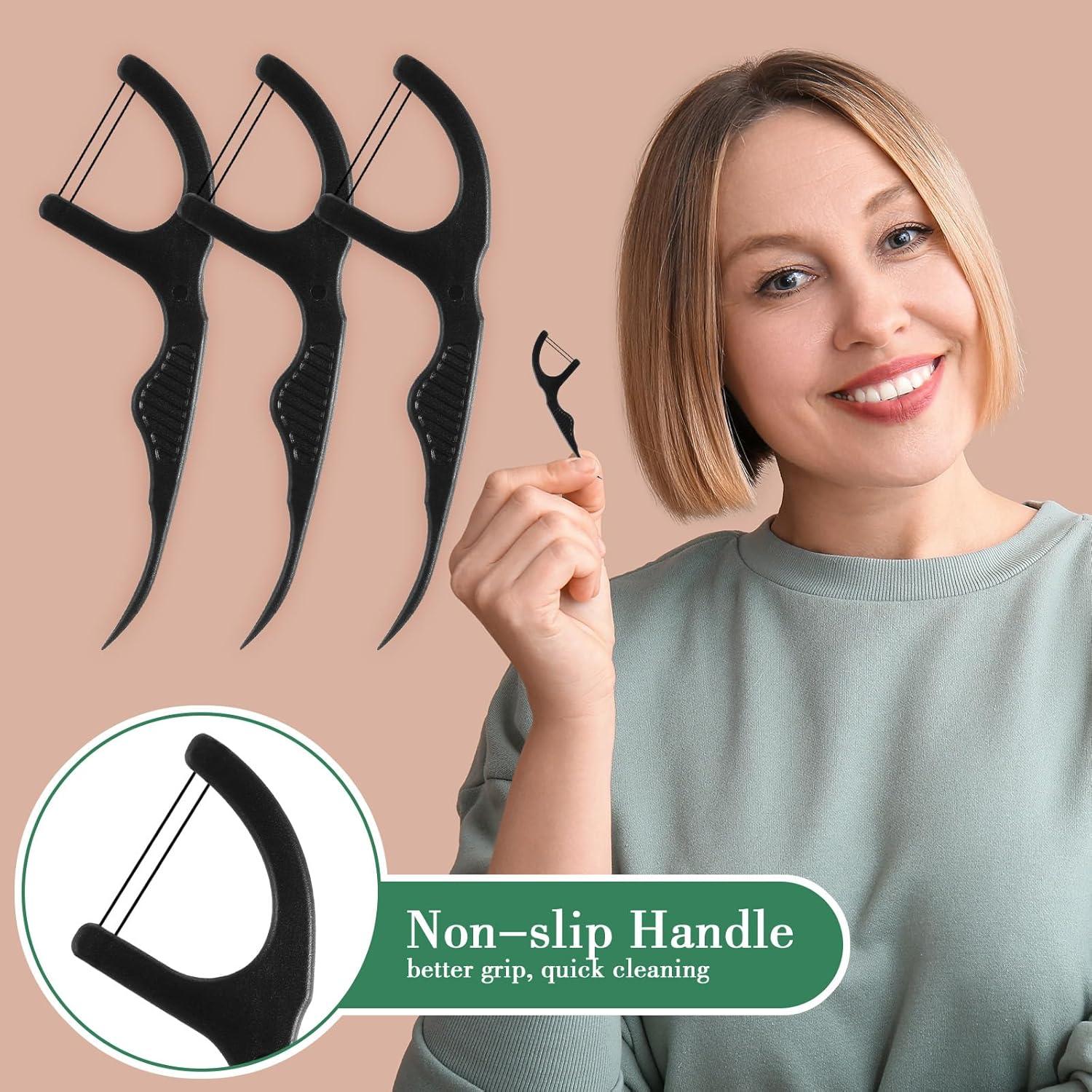 Palillos de Hilo Dental Baderke 100 Unidades Doble Línea Negro