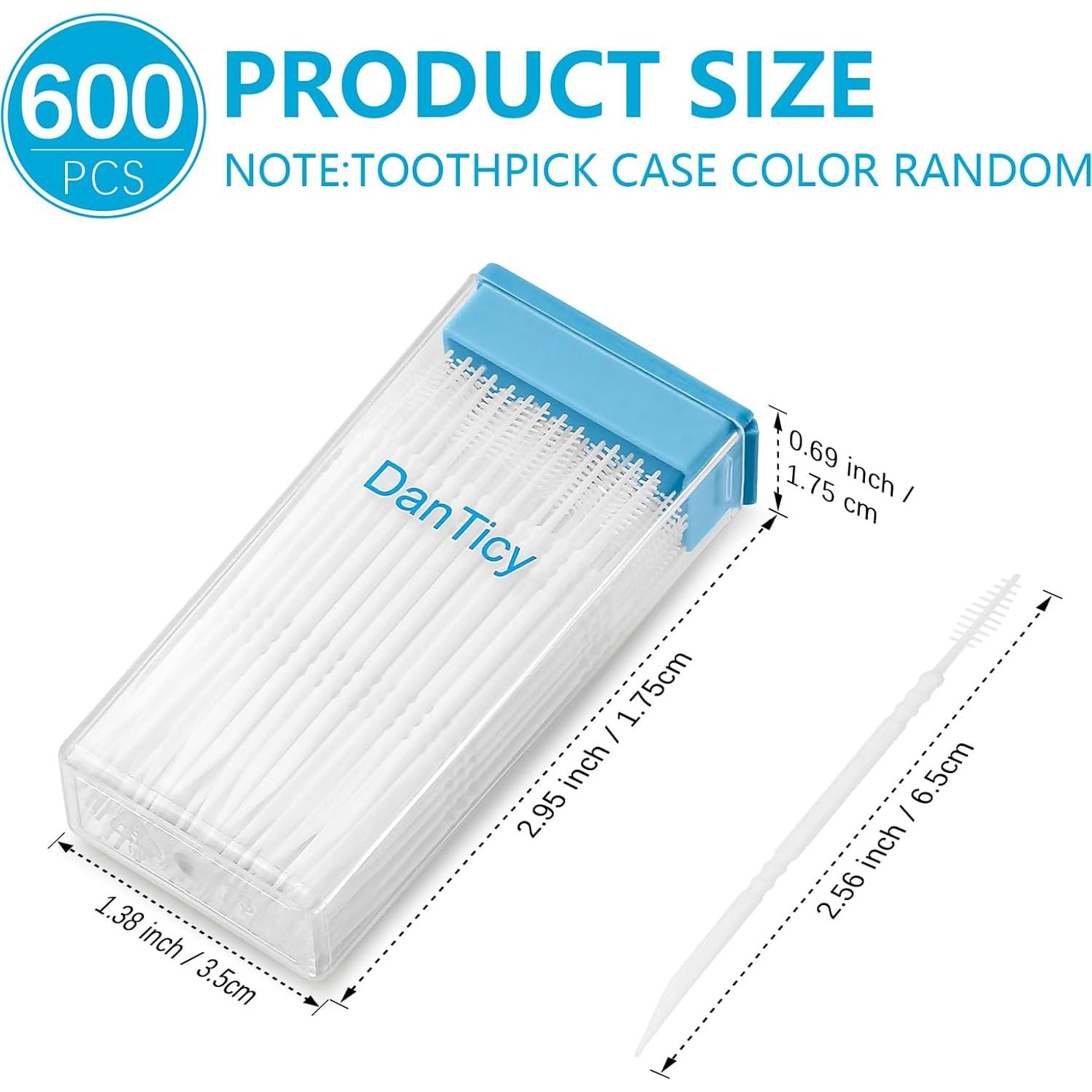 Palillos Interdentales DanTicy 600PCS, Hilo Dental Suave, 5 Estuches