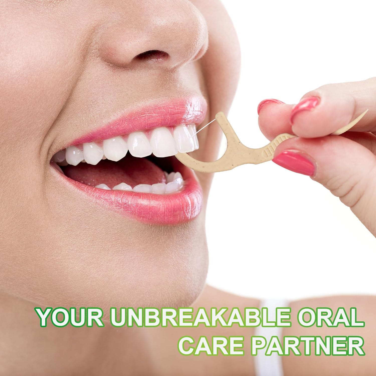 200 Palillos de Hilo Dental Biodegradables Lakeyface Menta