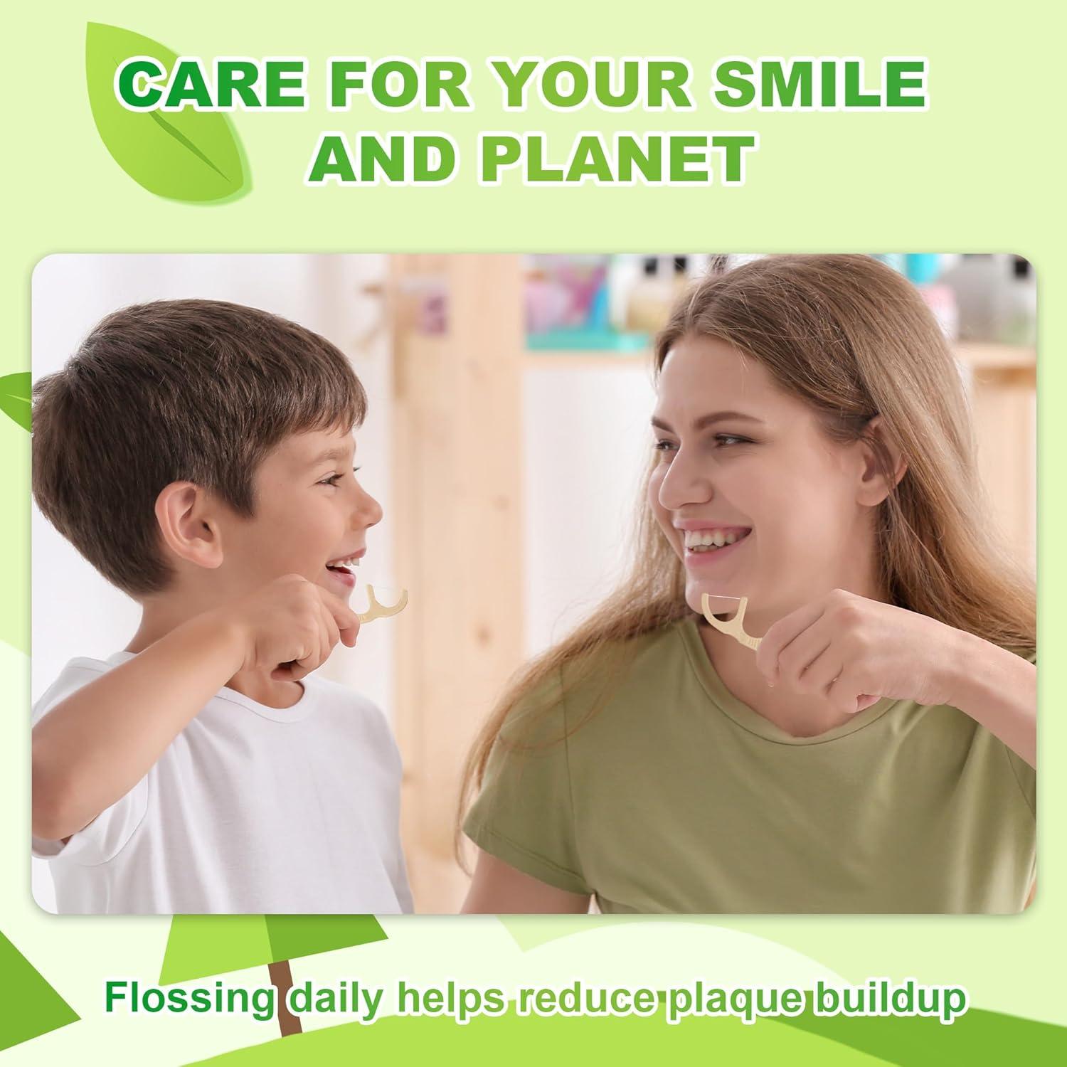 200 Palillos de Hilo Dental Biodegradables Lakeyface Menta