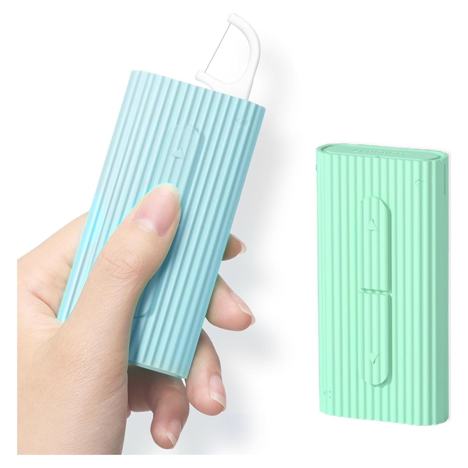 Dispensador de Hilo Dental Portátil LIAMOSS - 20 Palillos Azul Verde