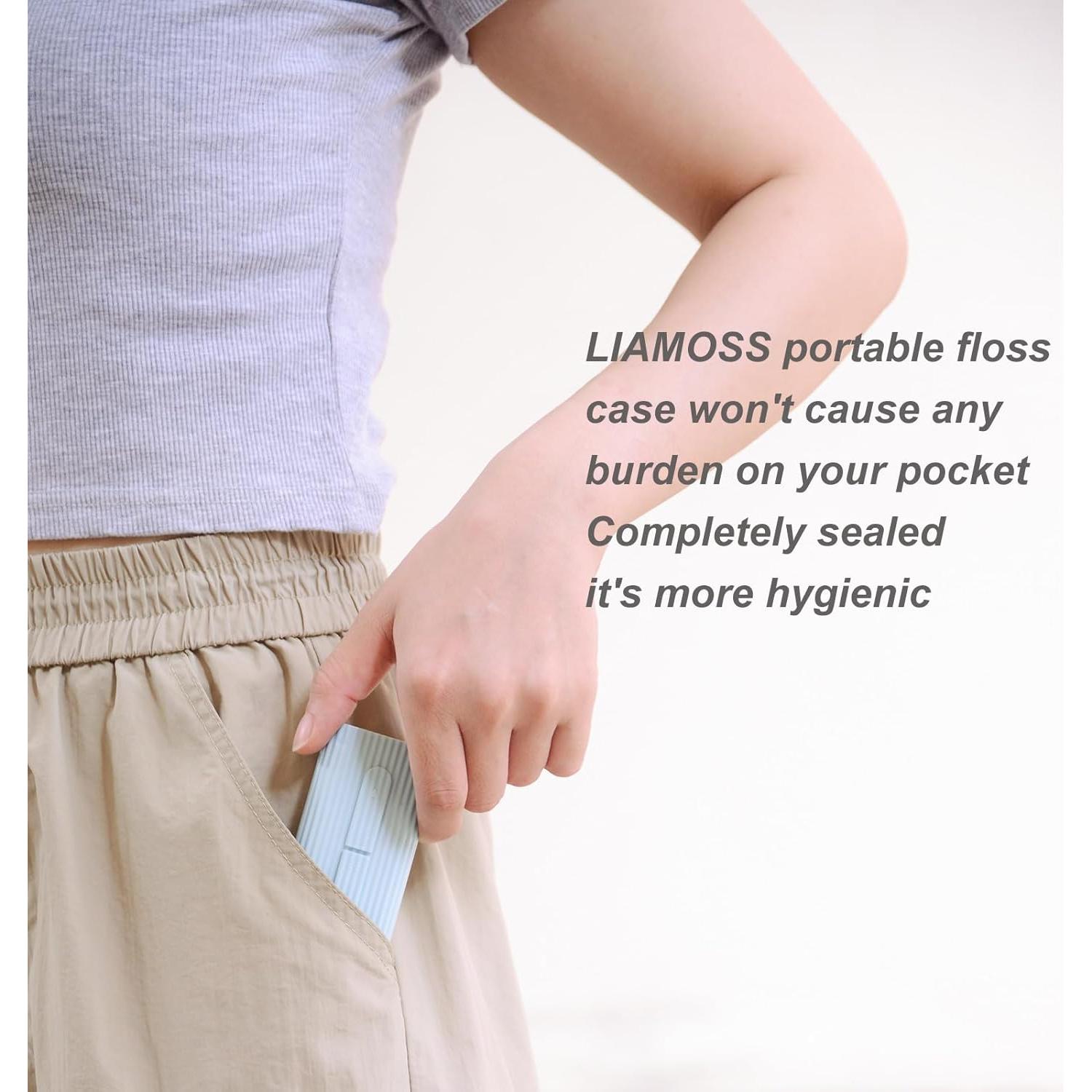 Dispensador de Hilo Dental Portátil LIAMOSS - 20 Palillos Azul Verde