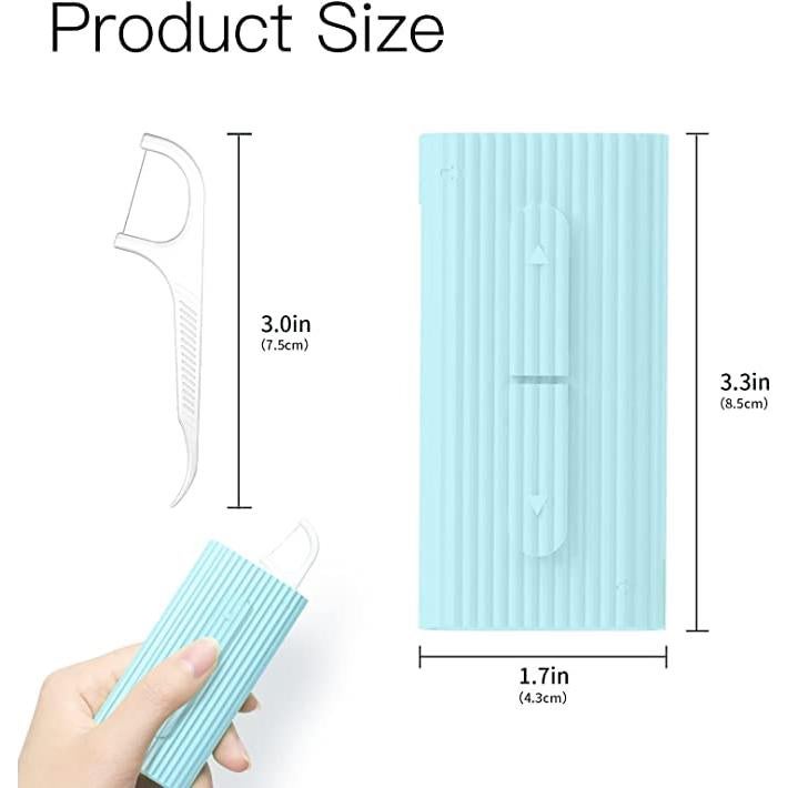 Dispensador de Hilo Dental Portátil LIAMOSS - 20 Palillos Azul Verde