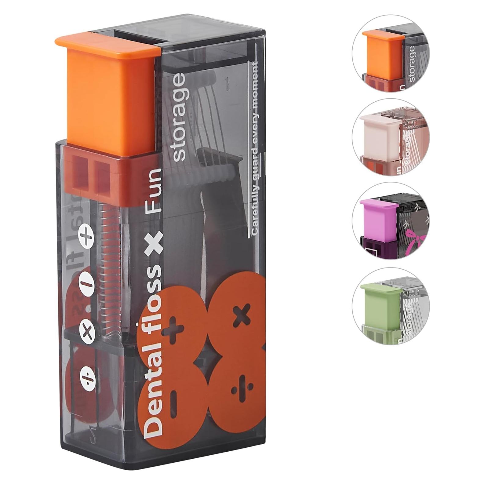 Palillos de Hilo Dental Metgoods con Dispensador Naranja - 10 Unidades