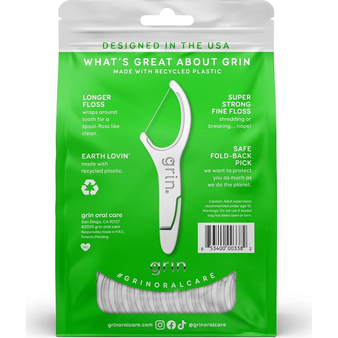 Hilo Dental Grin Cuidado Oral 150 Unidades Sabor Menta