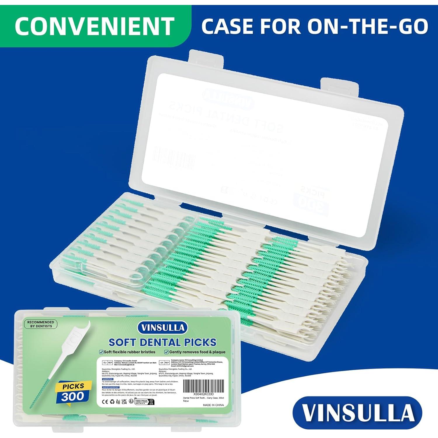 Palillos Dentales Suaves Vinsulla 300 Unidades Verde