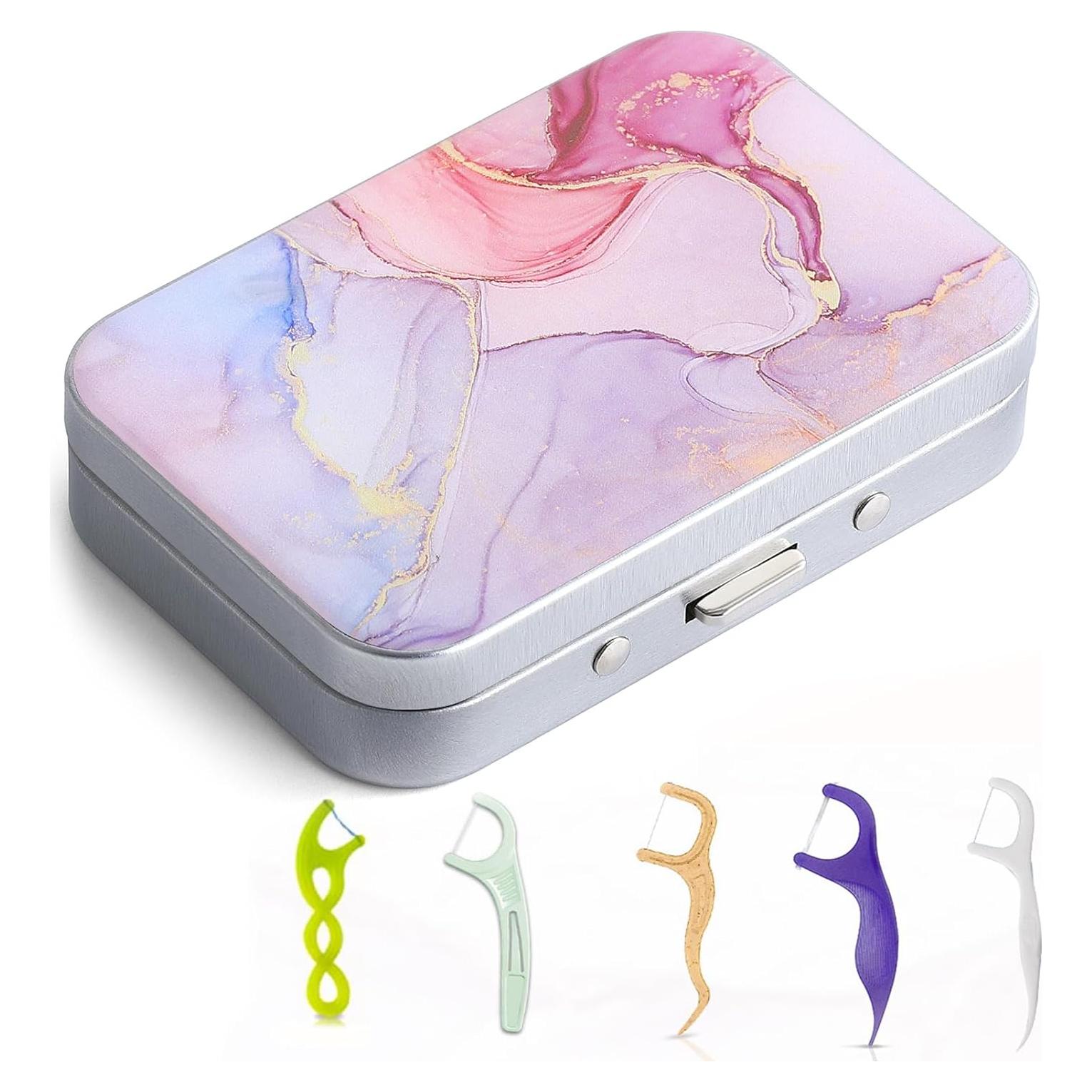 Estuche Portátil para Hilo Dental Gerkia Mármol Rosa 7.1x4.8cm