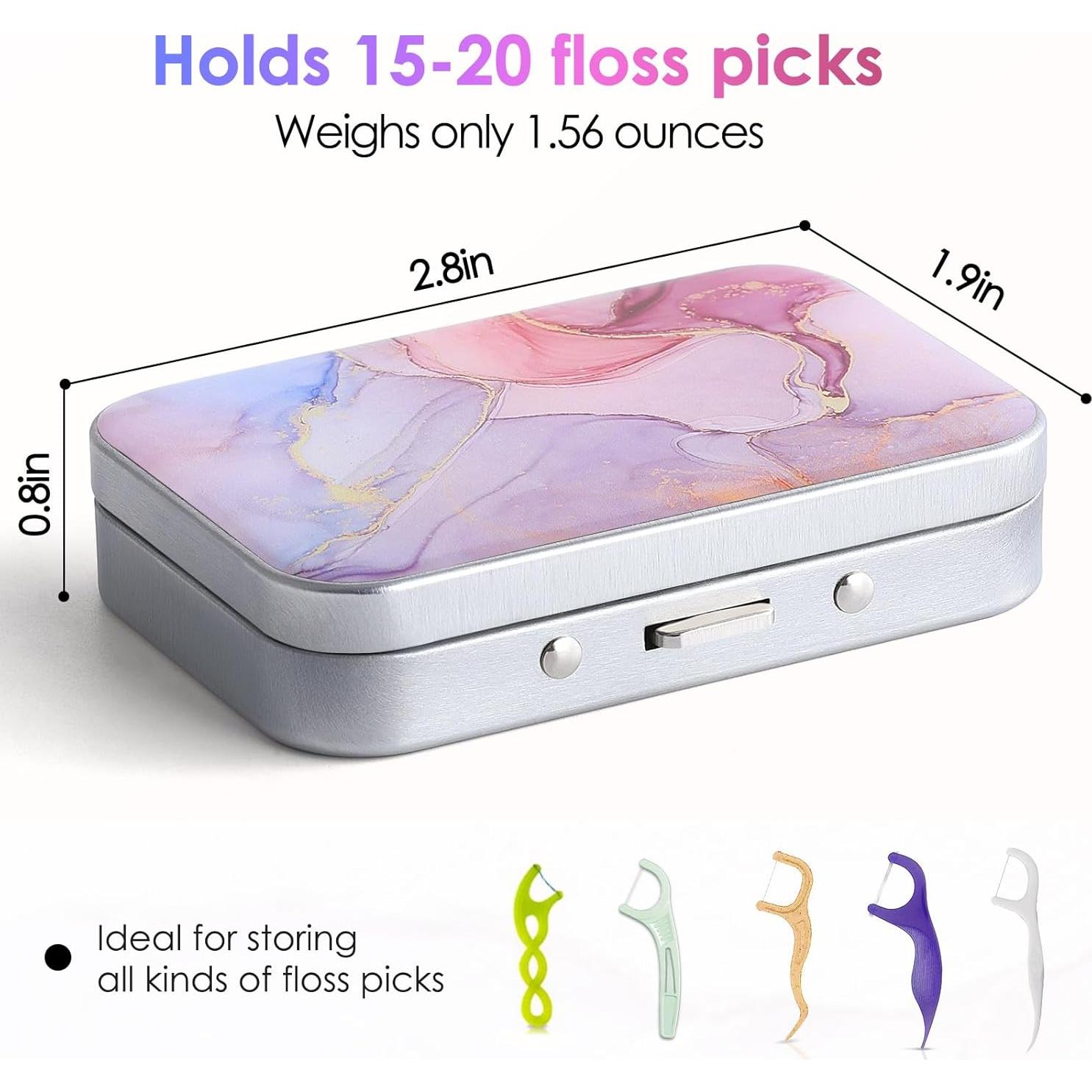 Estuche Portátil para Hilo Dental Gerkia Mármol Rosa 7.1x4.8cm