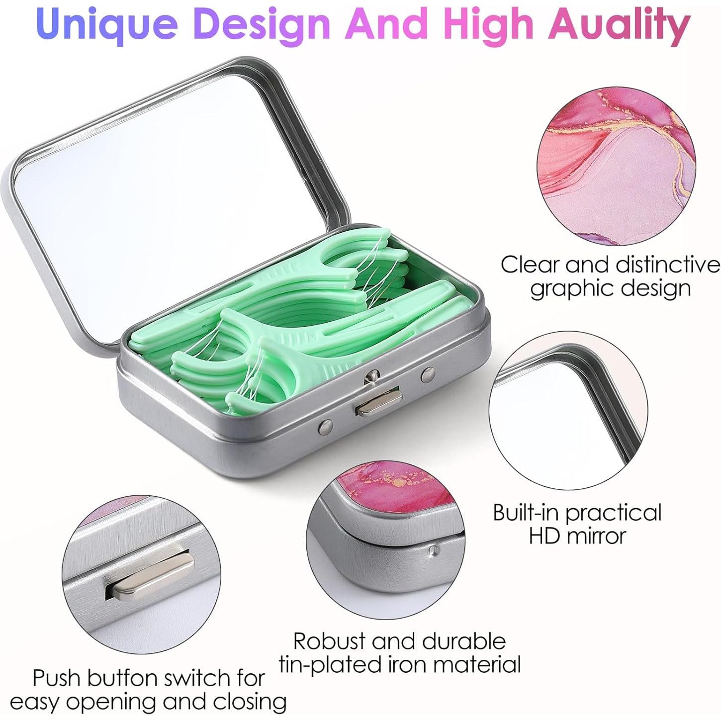 Estuche Portátil para Hilo Dental Gerkia Mármol Rosa 7.1x4.8cm