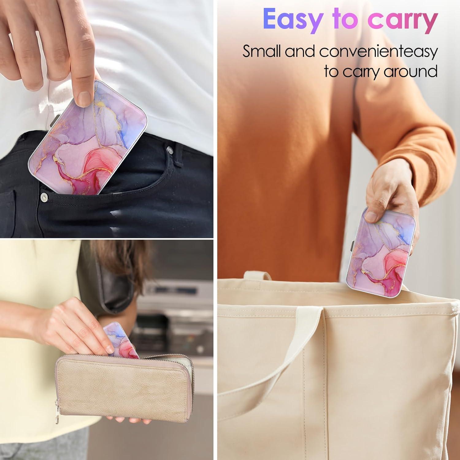 Estuche Portátil para Hilo Dental Gerkia Mármol Rosa 7.1x4.8cm