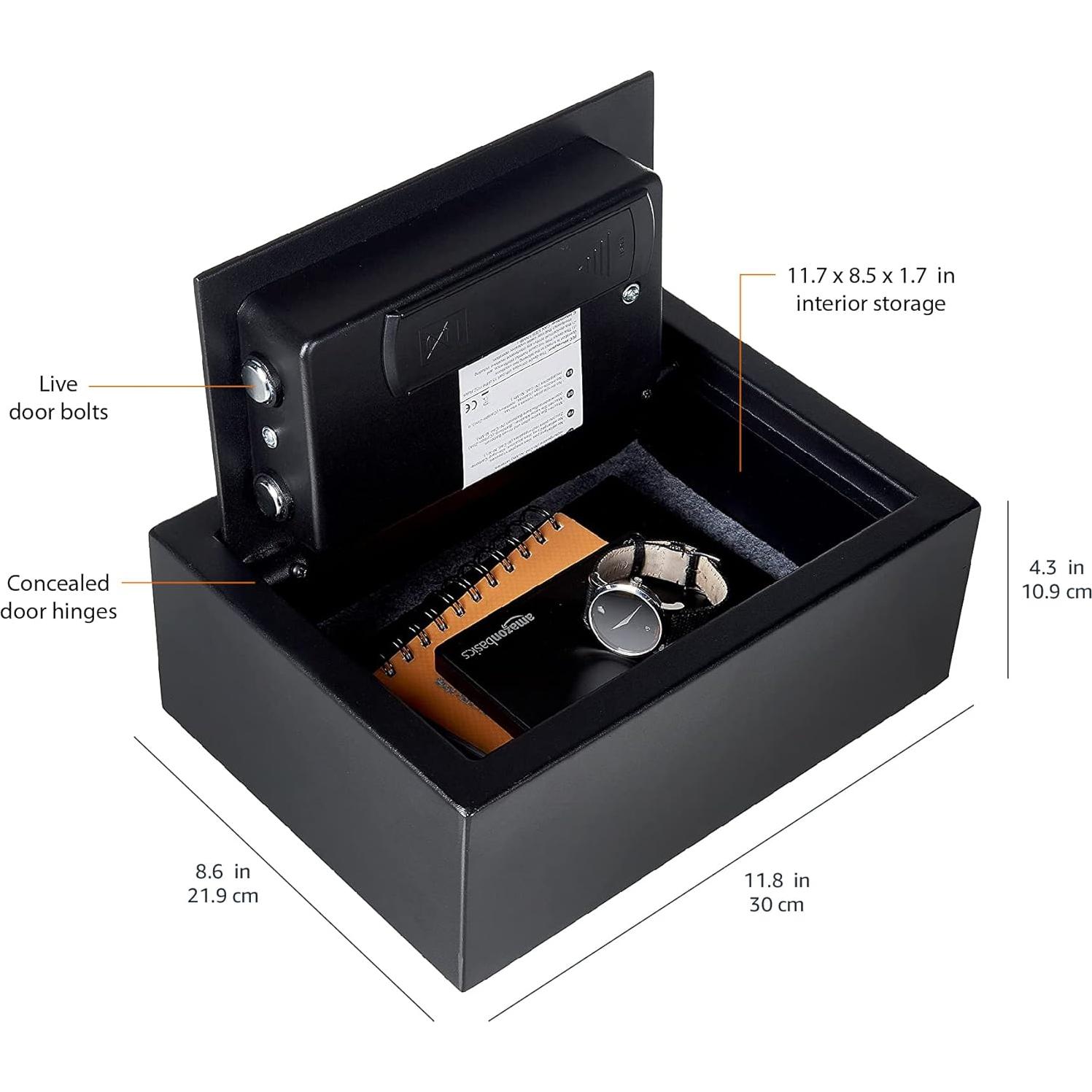 Caja Fuerte Electrónica Amazon Basics 30x22x11 cm Negra