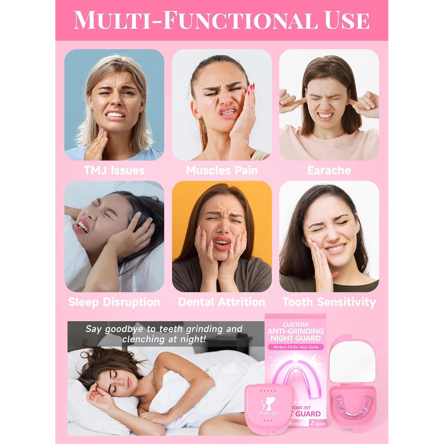 Paquete de 4 Protectores Nocturnos Rosados NT para Bruxismo