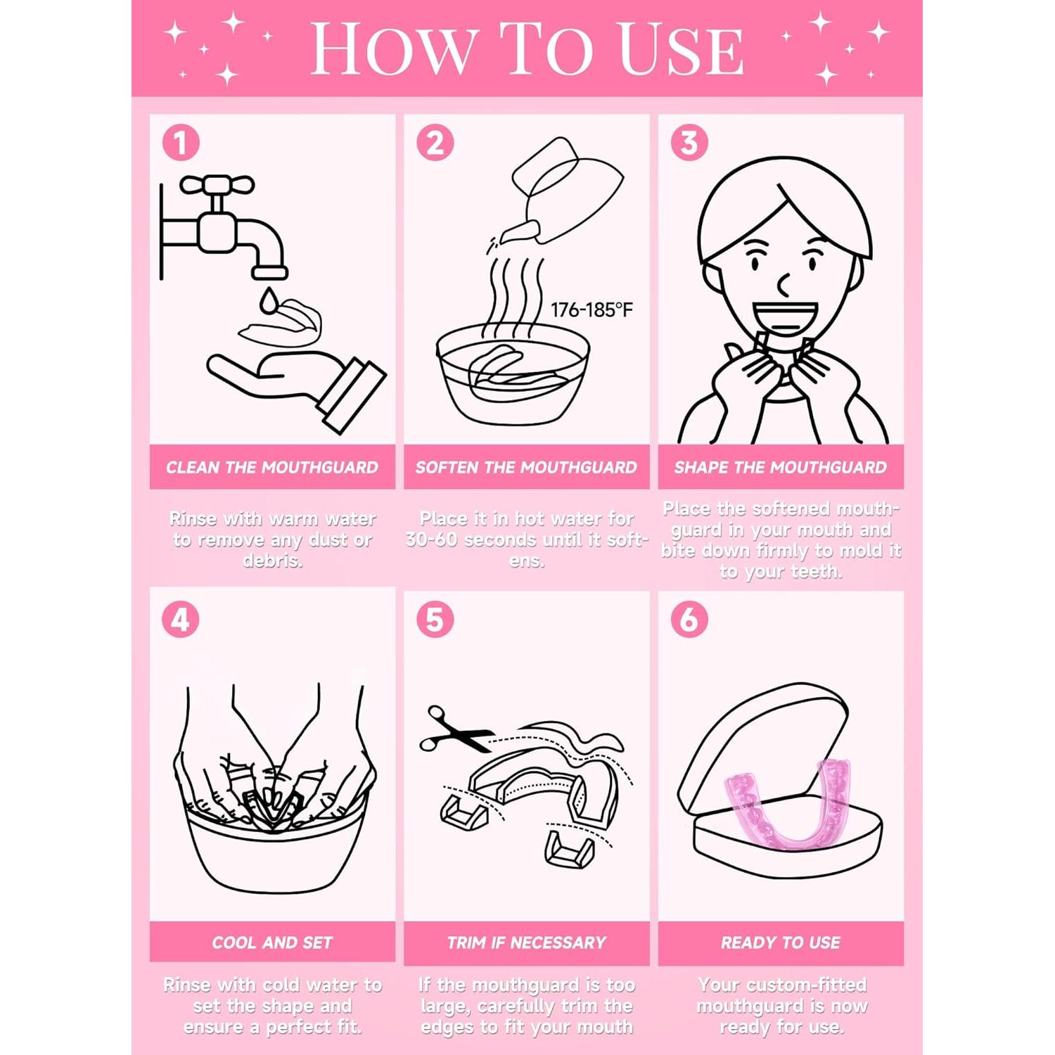 Paquete de 4 Protectores Nocturnos Rosados NT para Bruxismo