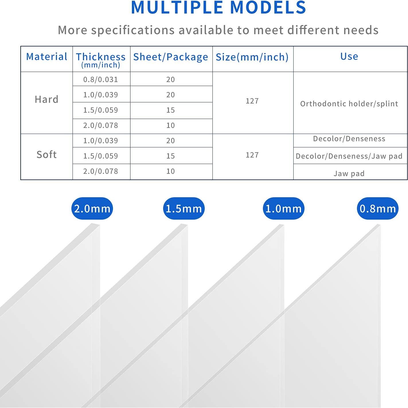 Hojas de Splint Dental Termoformado 2.0mm 10 Piezas