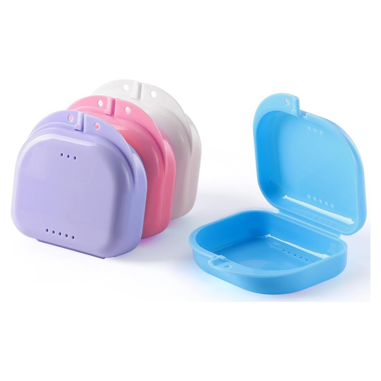 JMU 4 Pcs Retainer Case with Vent Holes, Mouth Guard Case Dental Storage Containe