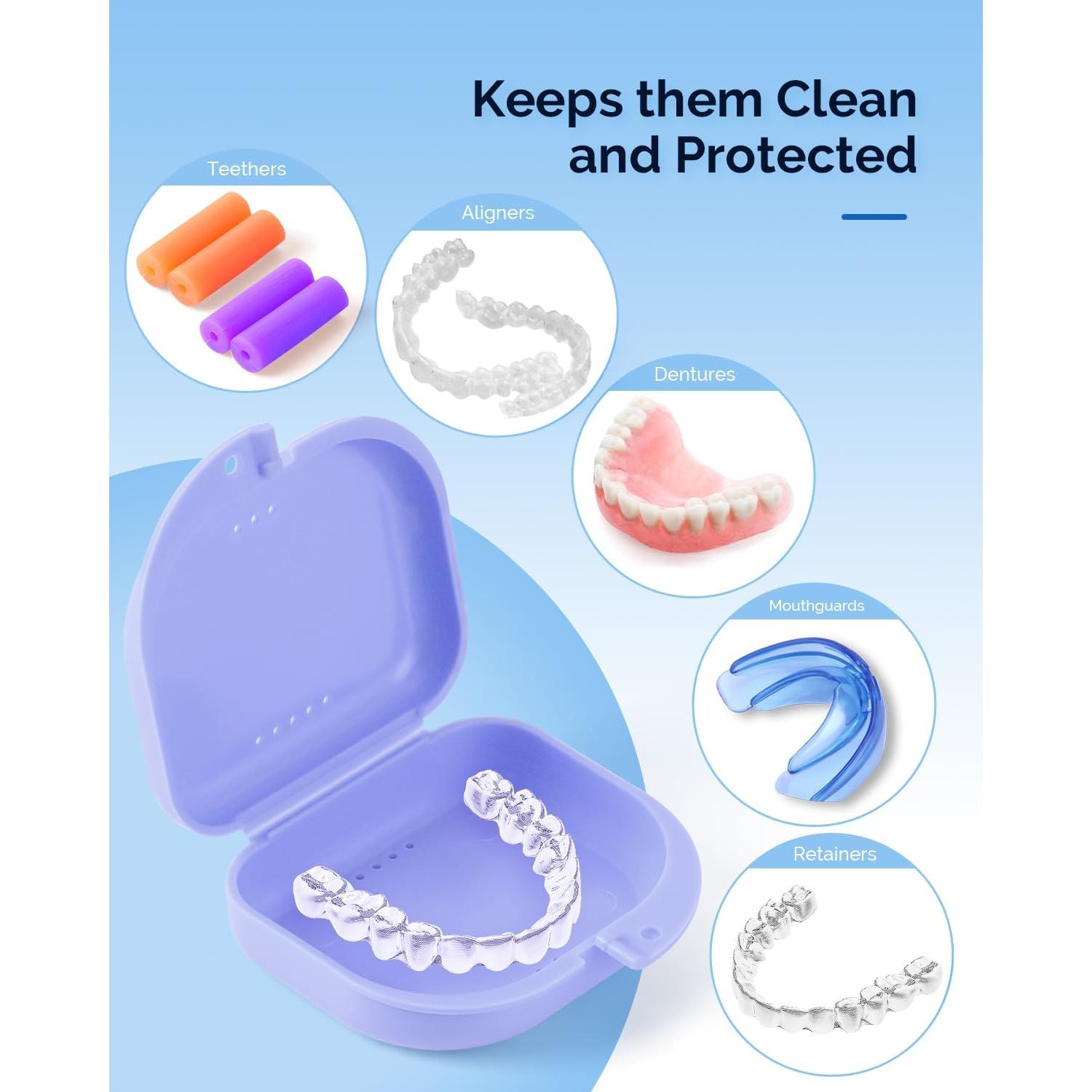 JMU 4 Pcs Retainer Case with Vent Holes, Mouth Guard Case Dental Storage Containe