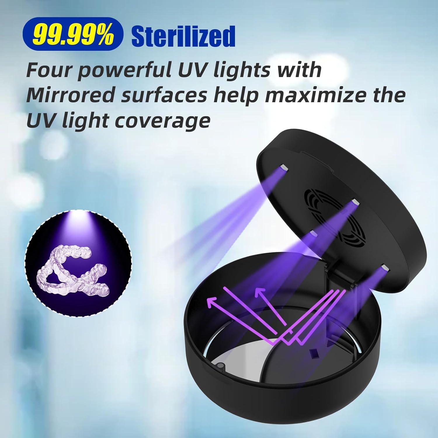 Caso de Retención UV Voraiya Negro con Ventilador y Espejo