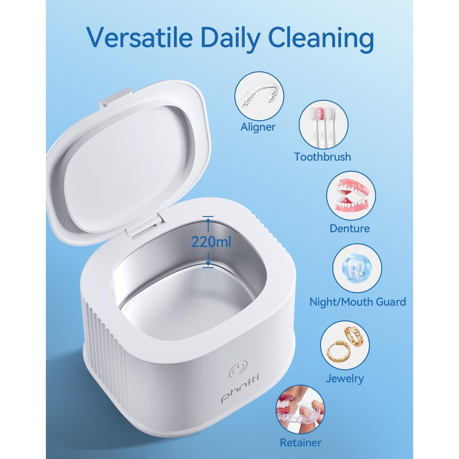 Limpiador Ultrasónico de Joyas Phniti 46kHz Profesional Blanco