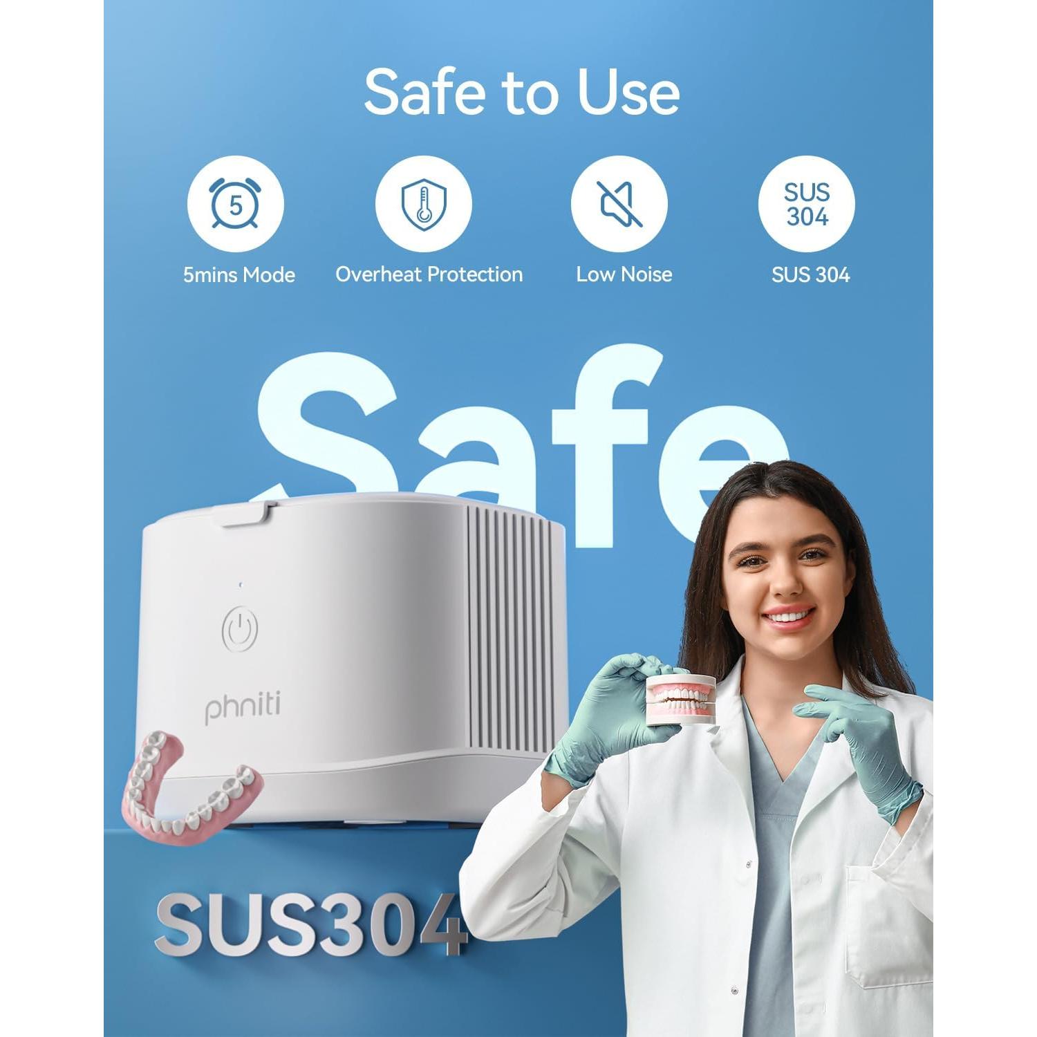 Limpiador Ultrasónico de Joyas Phniti 46kHz Profesional Blanco