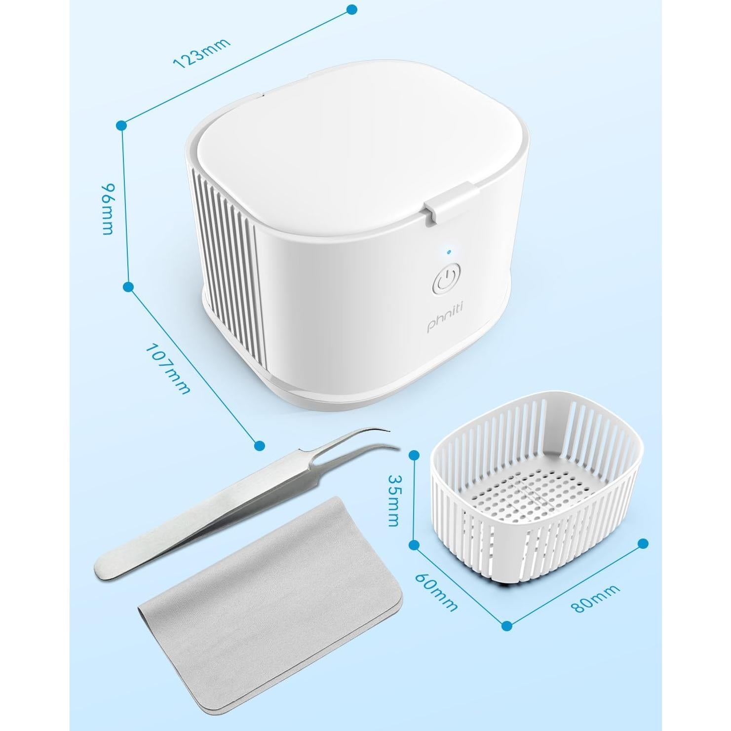 Limpiador Ultrasónico de Joyas Phniti 46kHz Profesional Blanco