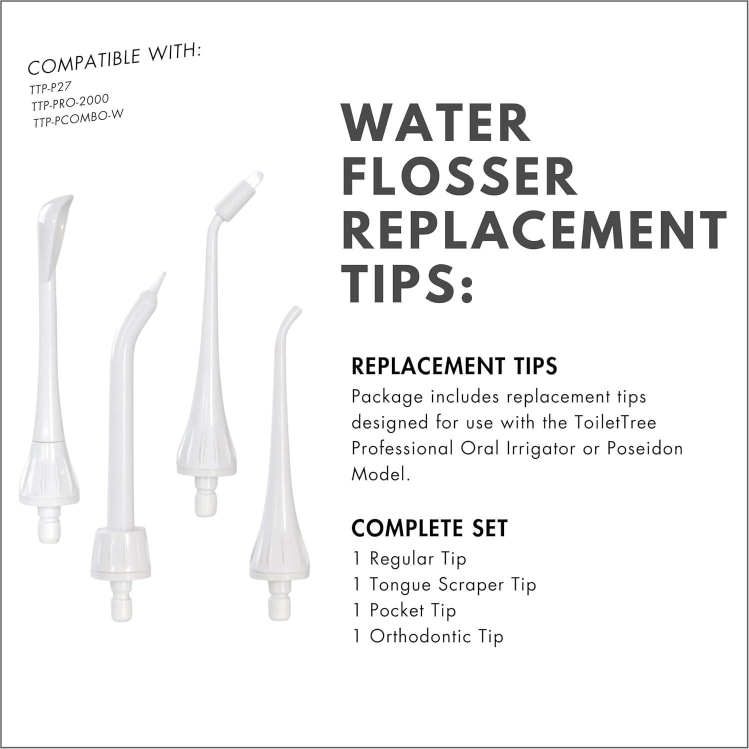 Paquete de 4 Puntas de Reemplazo ToiletTree para Irrigador Oral