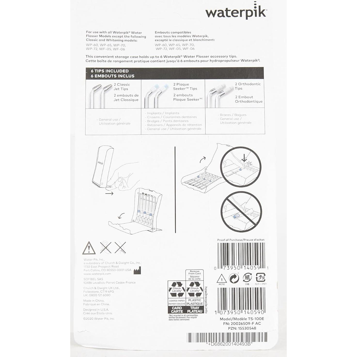 Consejos de Reemplazo Waterpik TS-100E con Estuche 6 Piezas