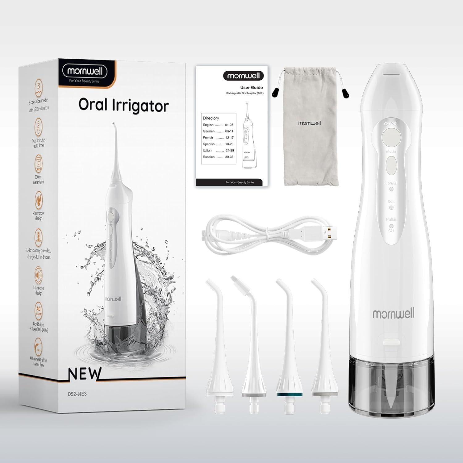 Irrigador Oral Inalámbrico Mornwell D52-1 300ml 3 Modos