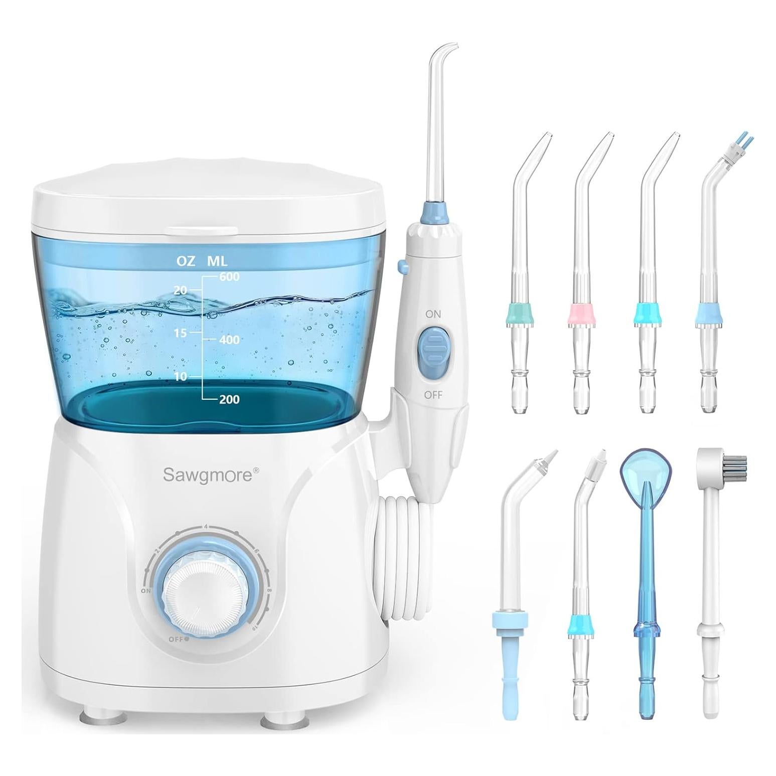 Irrigador Dental de Agua Sawgmore FC166, 600 ml, 10 Modos, 8 Boquillas