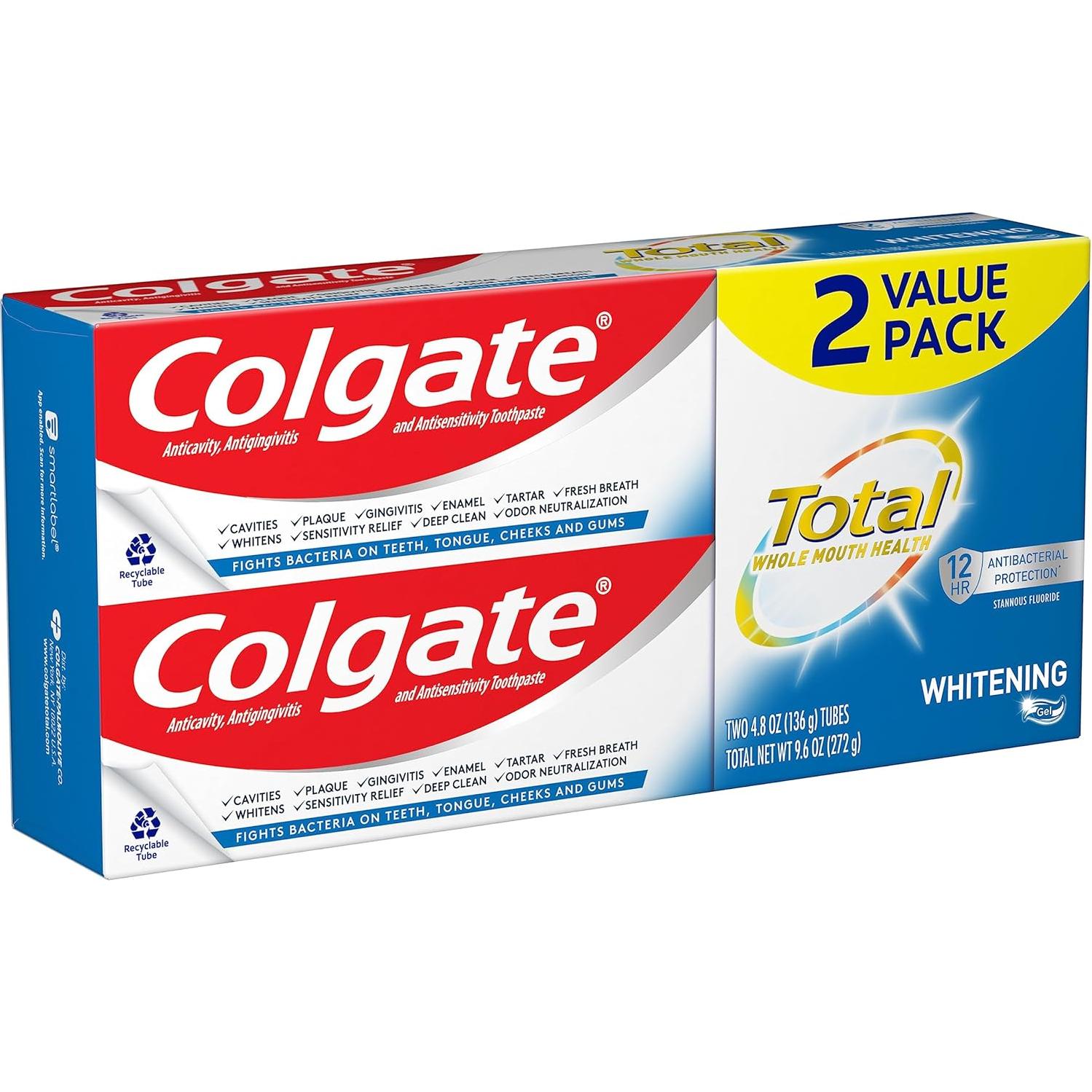 Gel Blanqueador de Pasta de Dientes Colgate Total Menta 272g