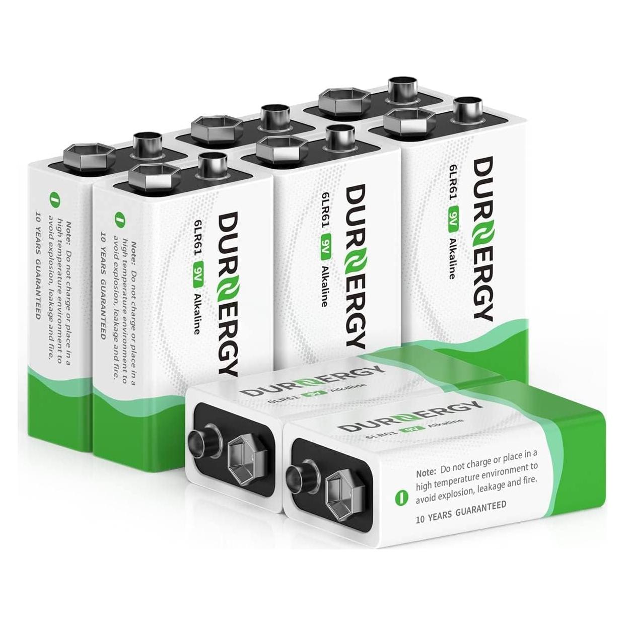 Baterías Alcalinas 9V DURNERGY - Paquete de 8 Unidades