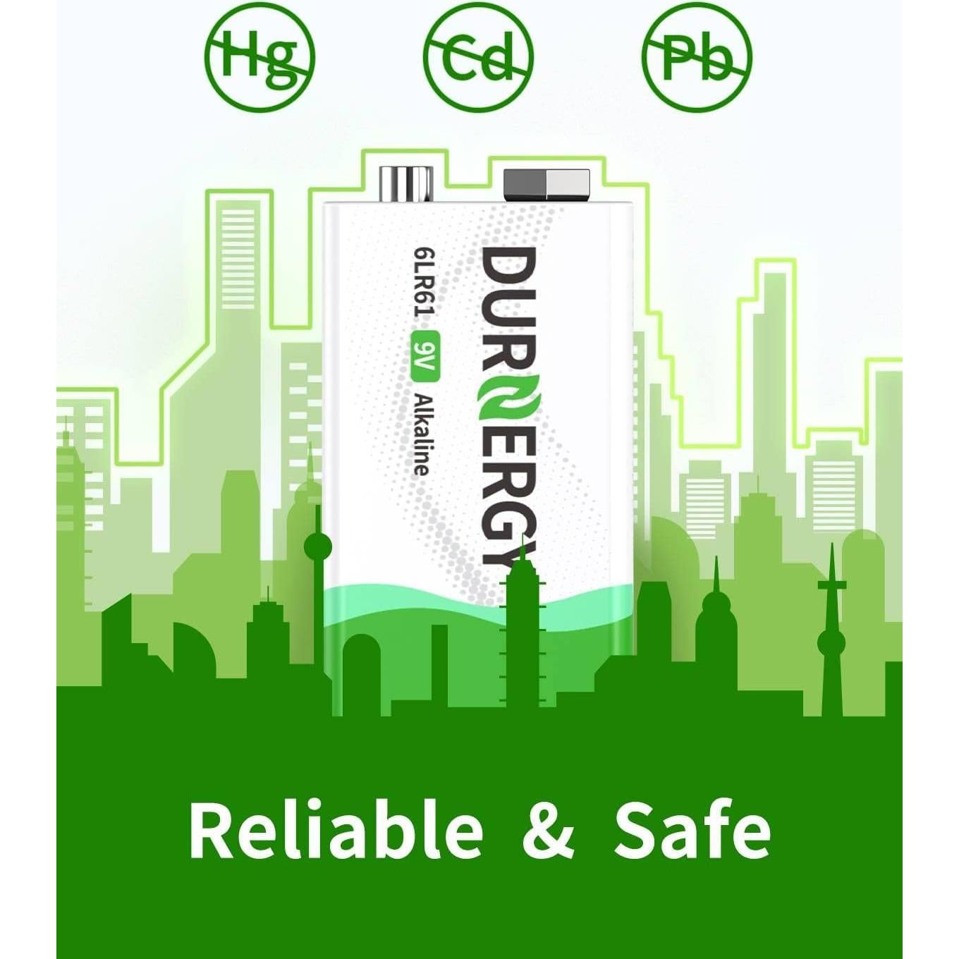 Baterías Alcalinas 9V DURNERGY - Paquete de 8 Unidades