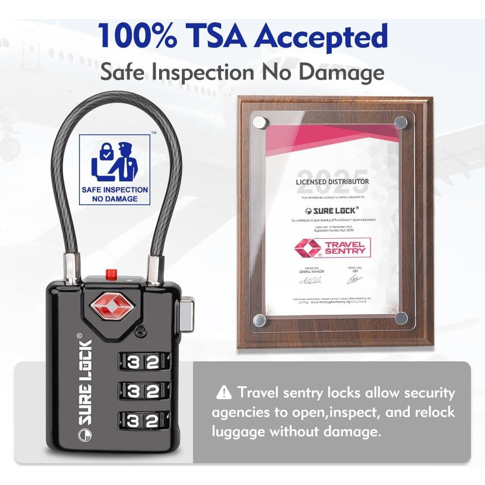 Candado de Combinación Sure Lock TSA 21105P Negro 1 Paquete