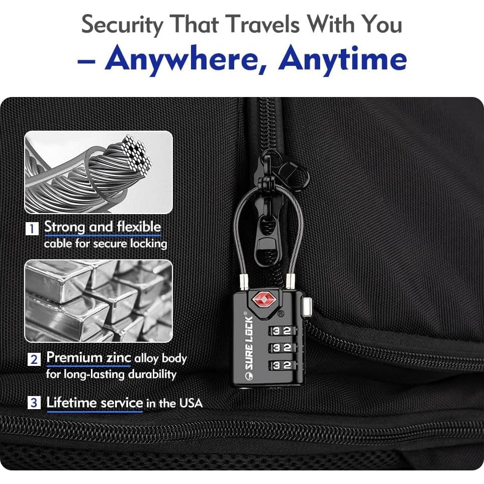 Candado de Combinación Sure Lock TSA 21105P Negro 1 Paquete