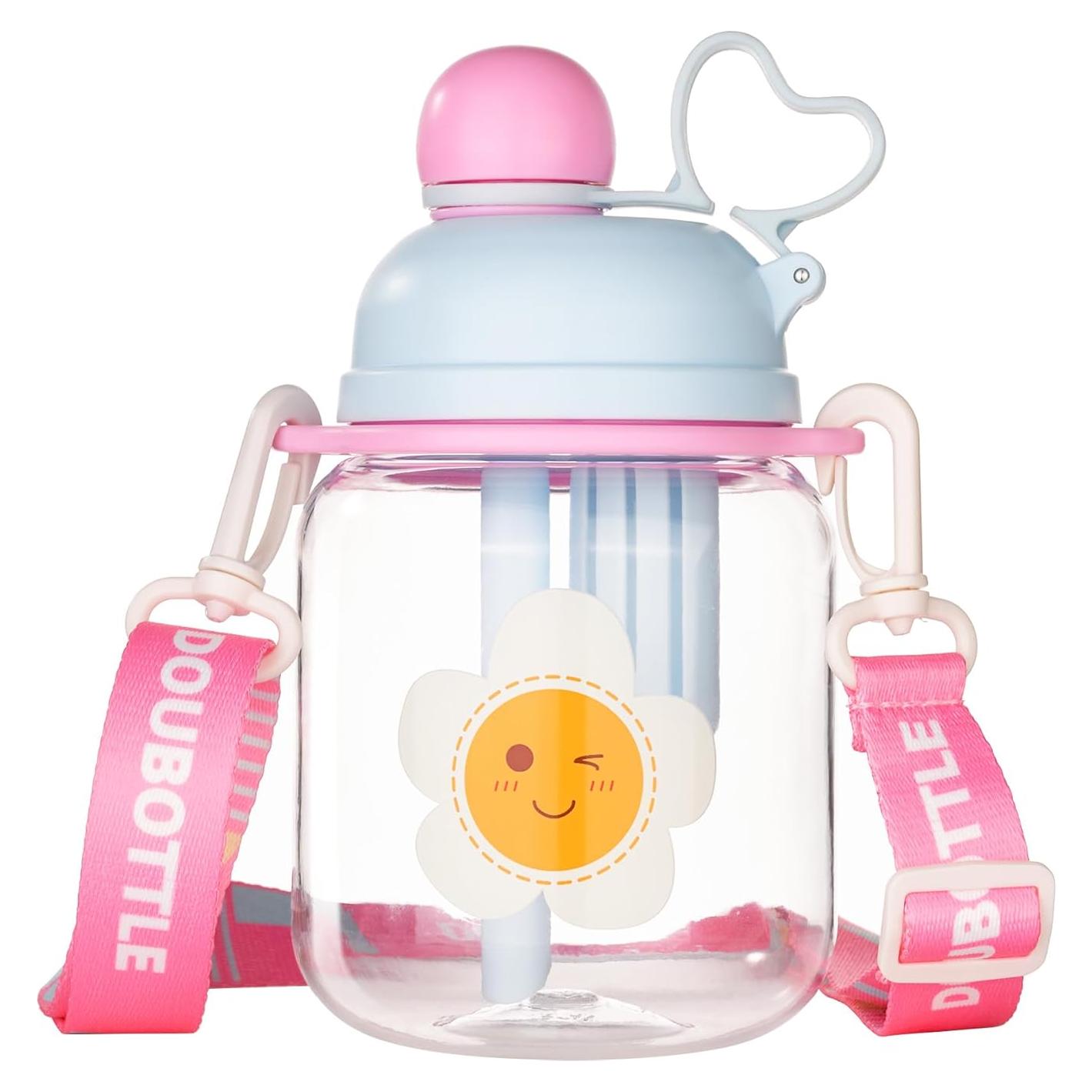 Botella de Agua para Niños 800ml Tritan Azul con Pajilla