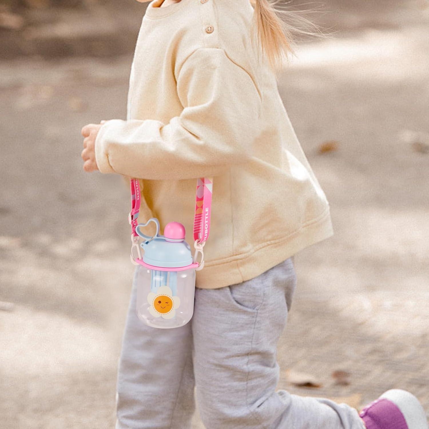 Botella de Agua para Niños 800ml Tritan Azul con Pajilla