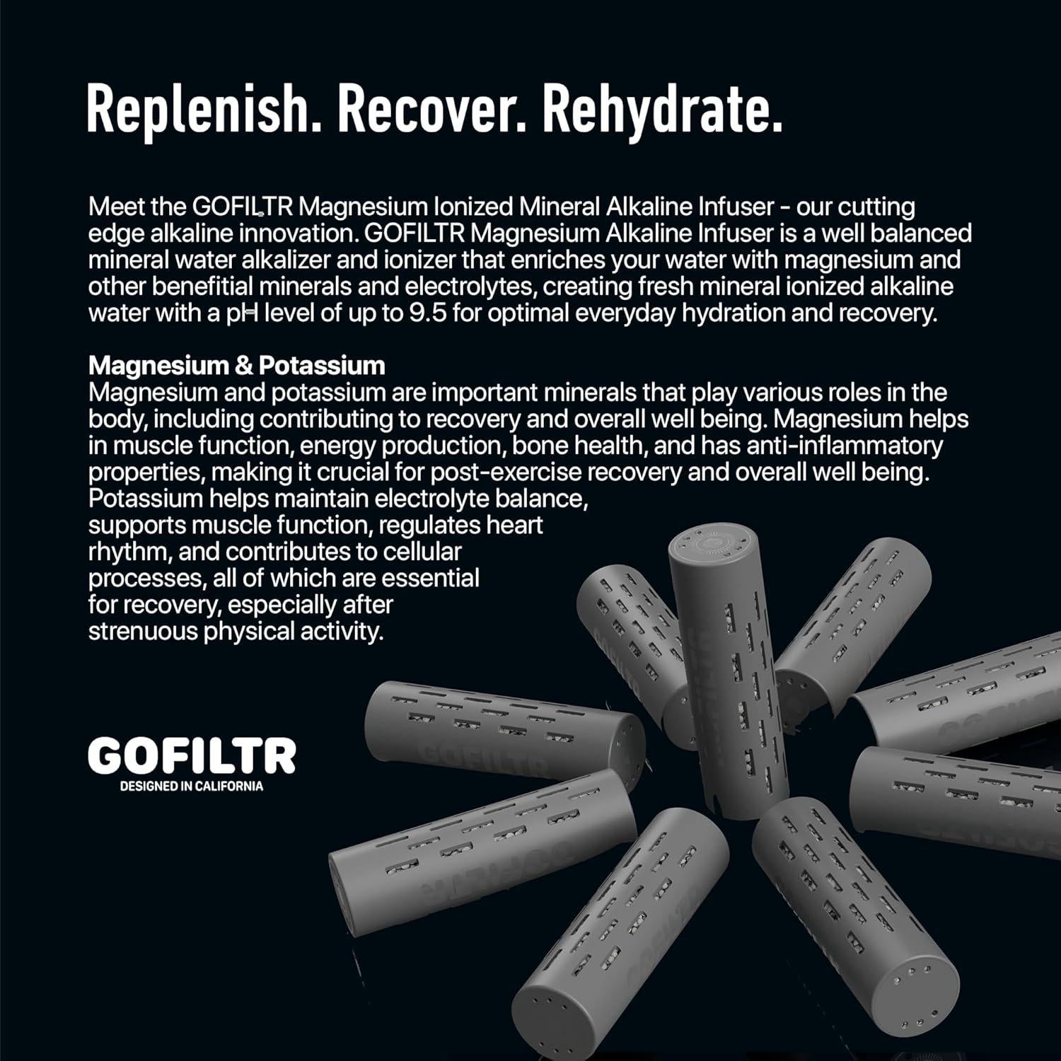 Infusor de Agua Alcalina GOFILTR - Magnesio 9.5 pH - 750 Recargas