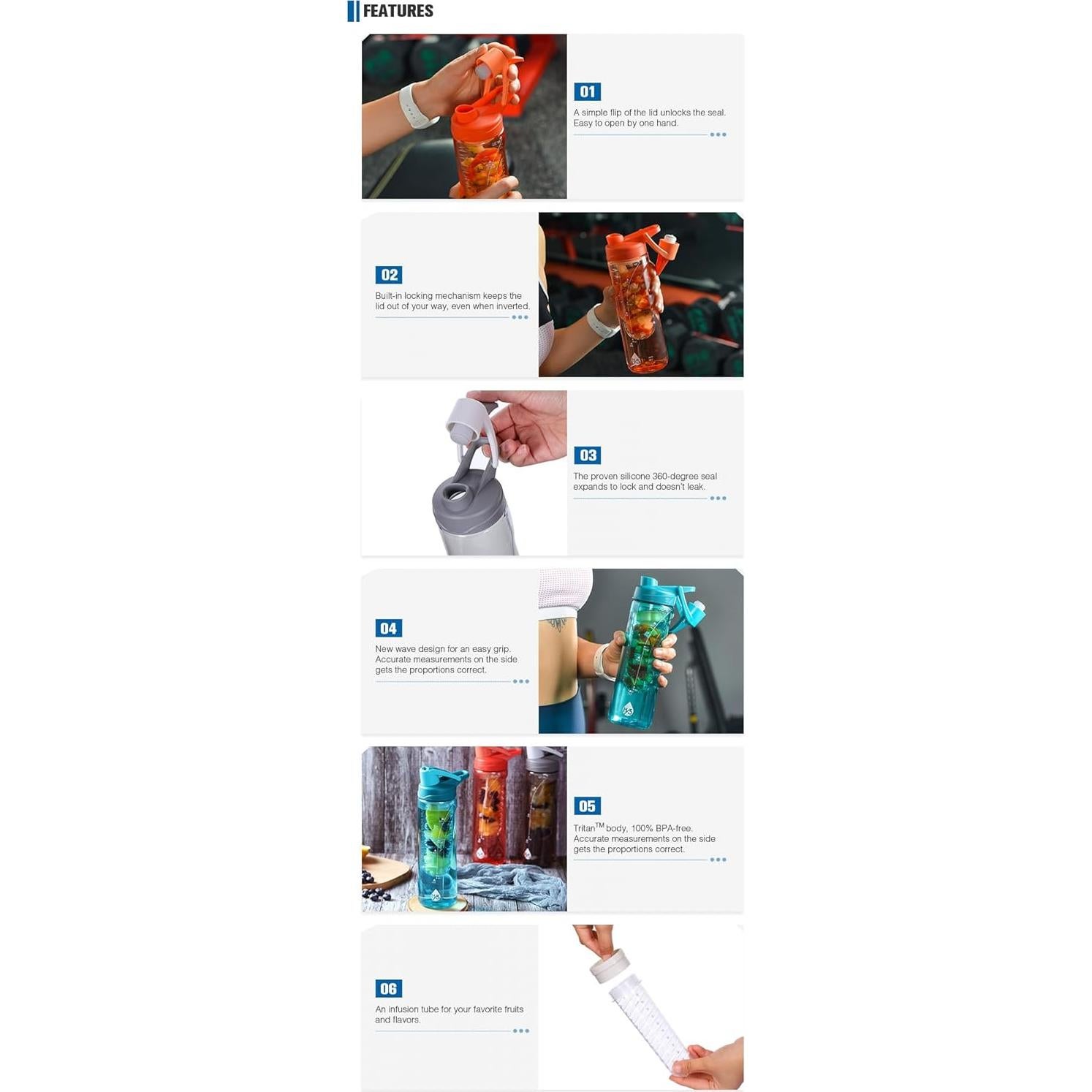 Botella Infusora de Frutas STAR TRINE 750ml A Prueba de Fugas