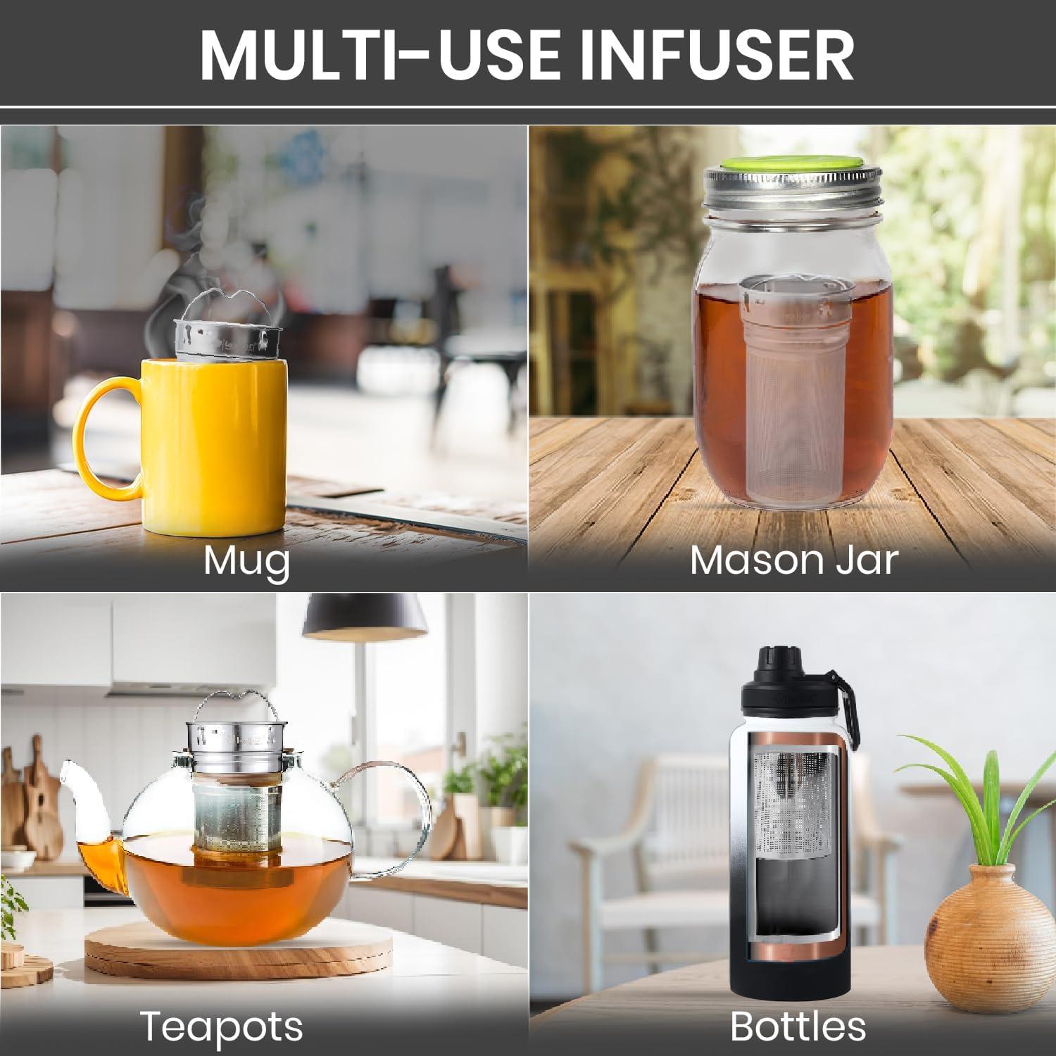 Infusor de Té de Acero Inoxidable Lexlion - Reutilizable y Portátil