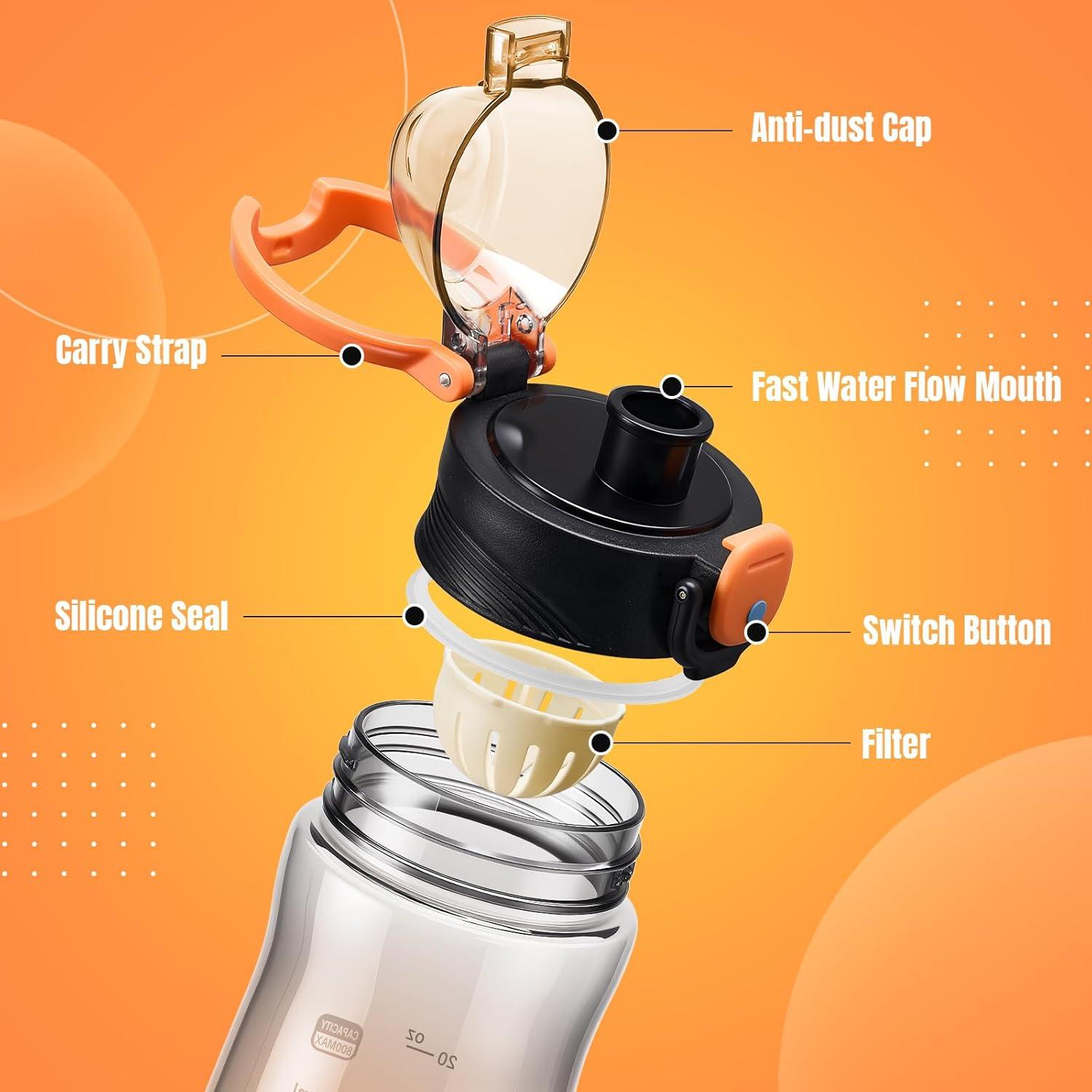 Botella de Agua Deportiva Lizhluzh 800ml a Prueba de Fugas