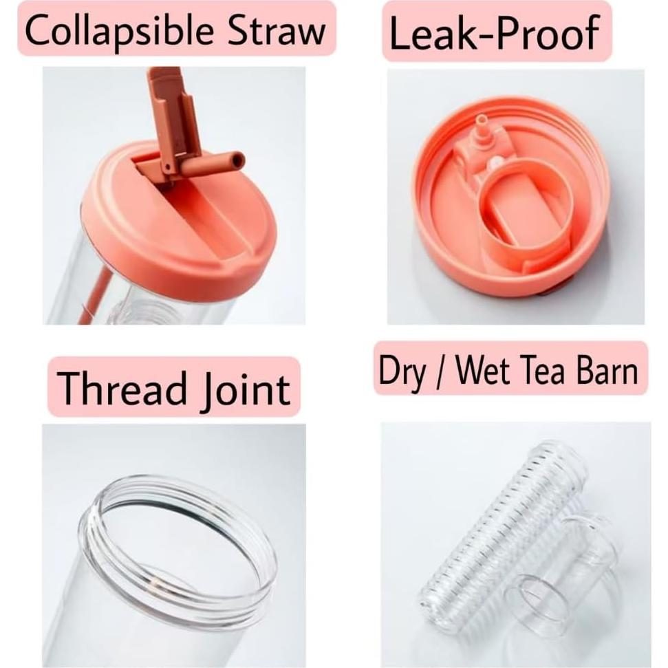 Botella de Agua Deportiva LFRNZS 0.86L con Infusor y Pajita