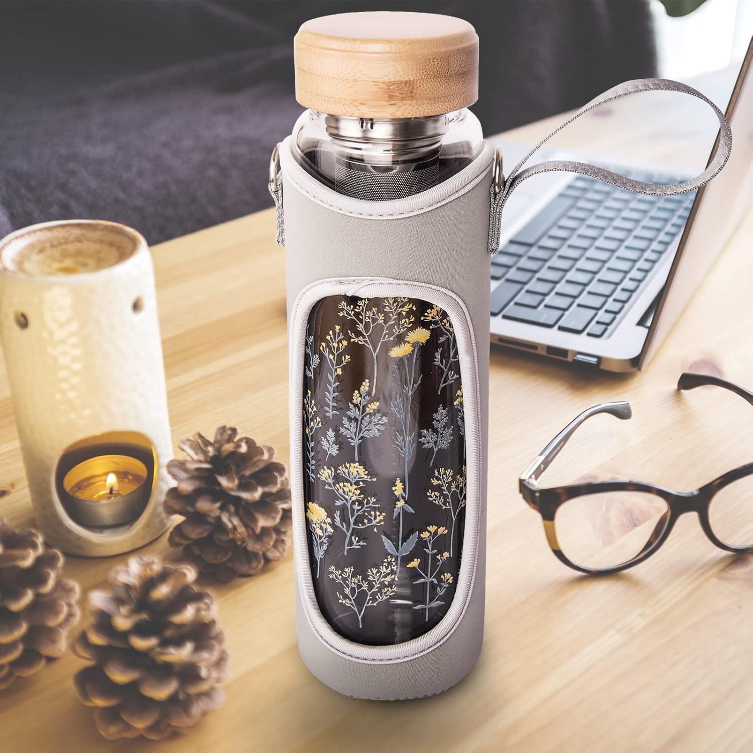 Botella de Agua de Vidrio Borosilicato Reeho 1000ml con Infusor